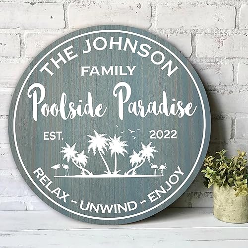 Miniatura 9 de V VIBEPY Letreros personalizados de madera de 8, 12 y 18 pulgadas, letreros de piscina, letreros junto a la piscina, letreros de patio, letreros de