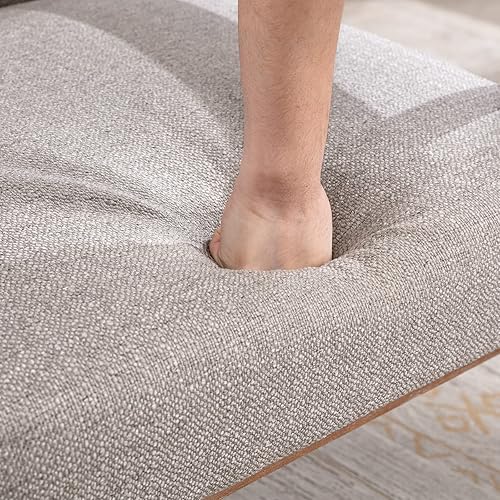 Miniatura 7 de Wahson Comfy - Sillas de sala de estar, sillas decorativas tapizadas de lino, sillones de granja con marco de madera natural, silla decorativa de