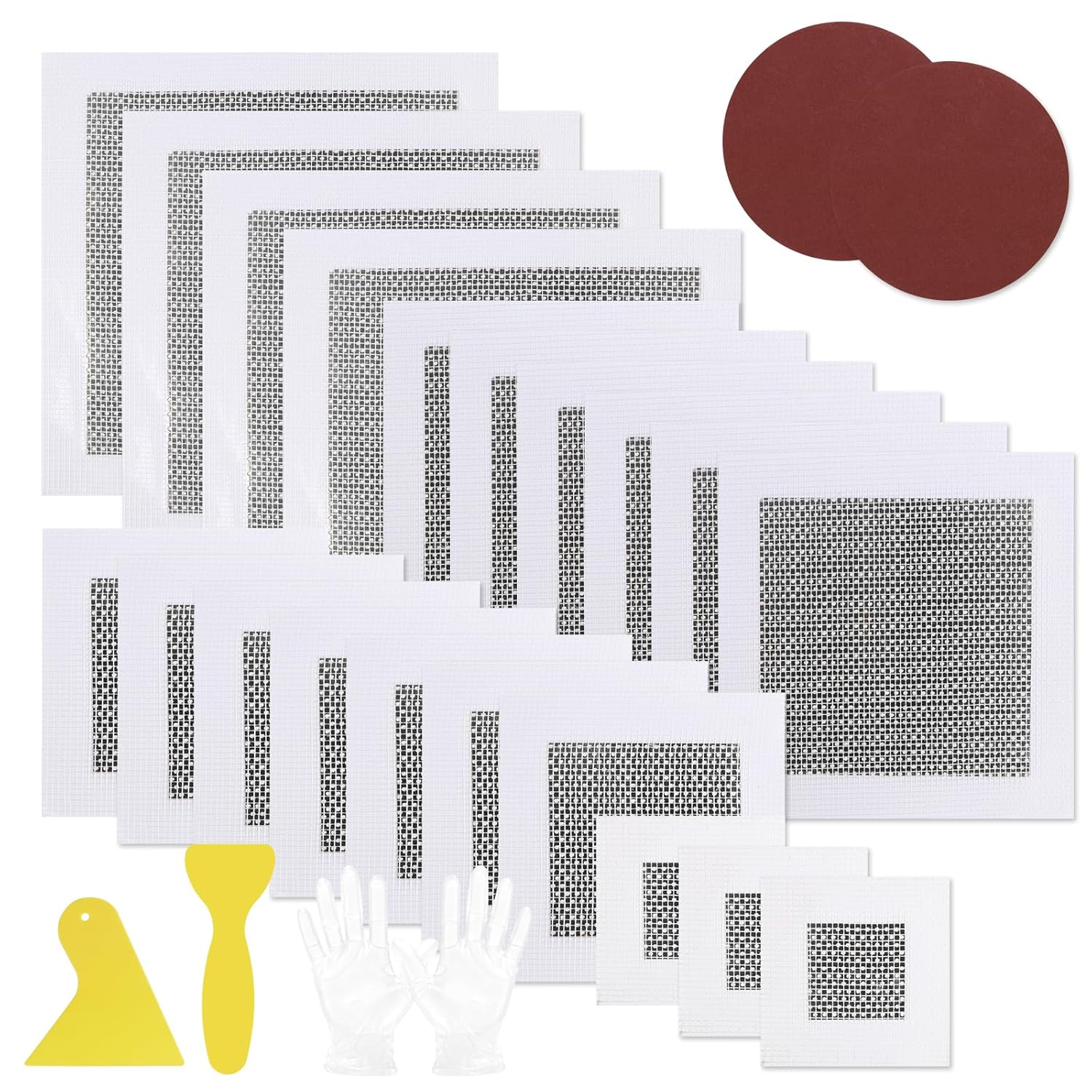 25 Pack Drywall Repair Kit – 4/6/8/10 Inch Drywall Repair Patch with Scrapers, Sandpapers, and Gloves – Perfect for Repairing Holes and Cracks in Walls