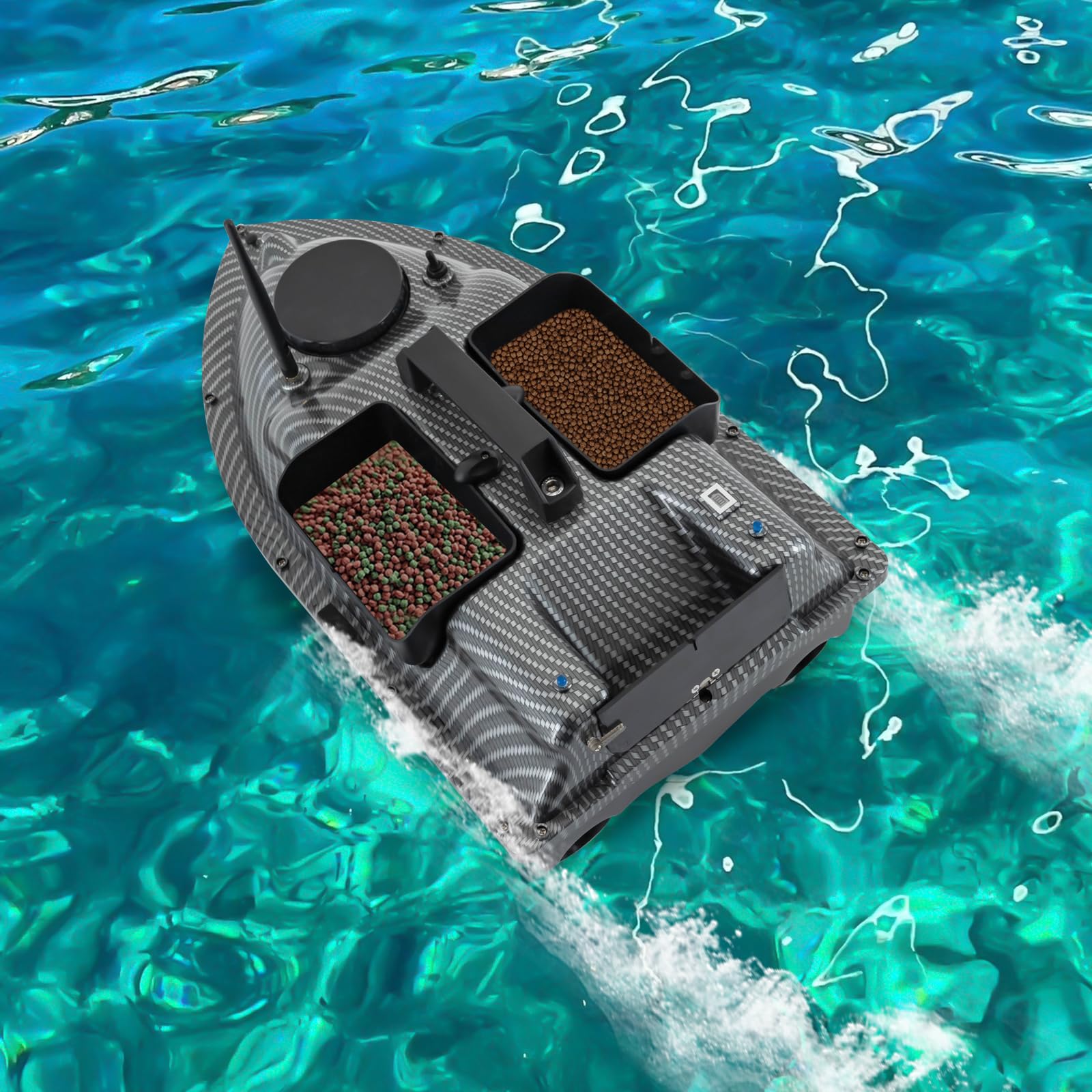 Futterboot KöDerboot Baitboat FischerköDer Boot RC Karpfenangeln Fischfinder Kabellos Nachtangeln FischköDer Bait Boat Mit Fernbedienung GPS Angeln KöDer FischköDerboot LED 52W 600M (Grau)