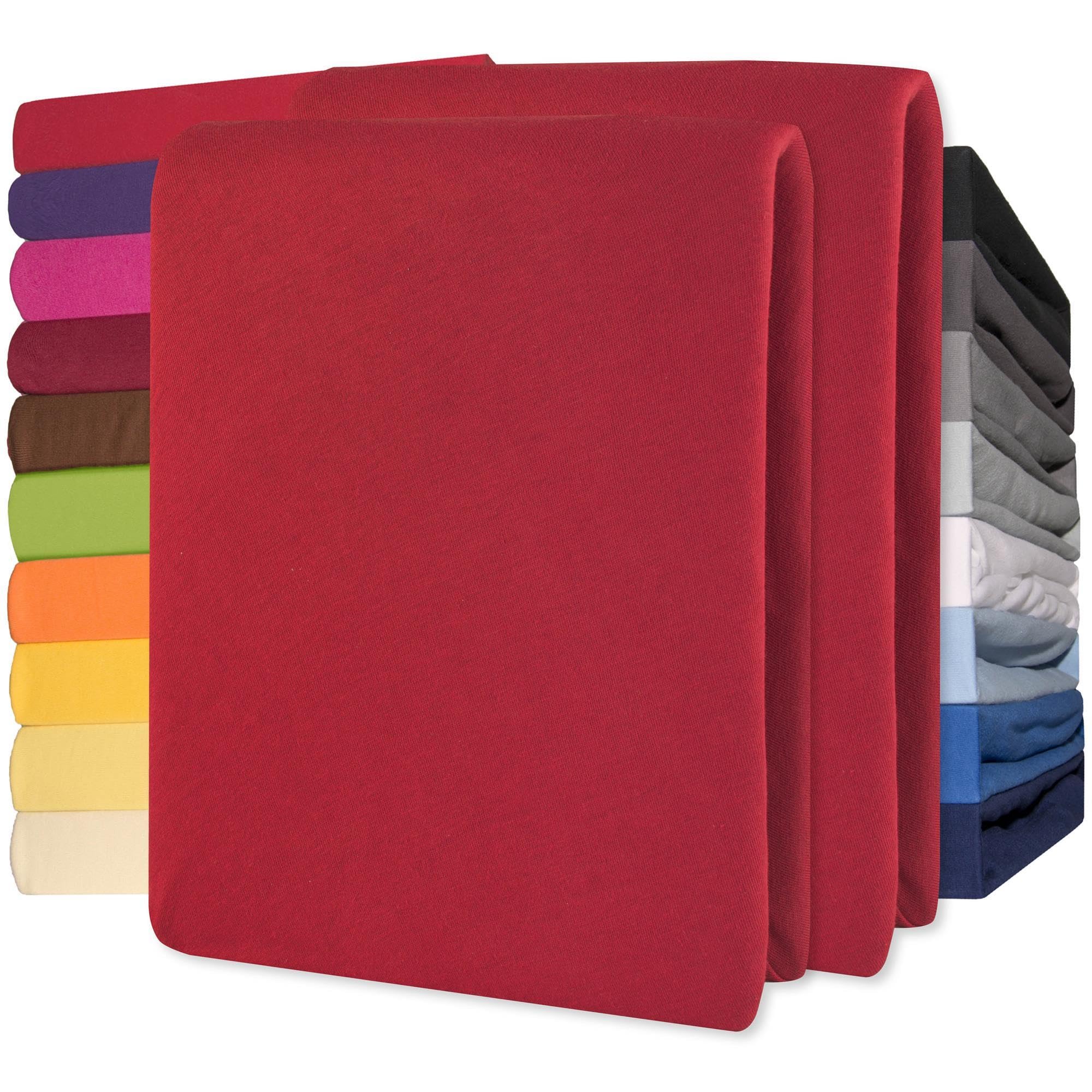 CelinaTex Jersey Topper Spannbettlaken Lucina 140x200-160x200cm Rubin rot 100% Baumwolle gekämmt bis 12cm Matratzenhöhe Spannbettbezug, Leintuch, Bettlaken, elastisch, Strech, Oeko-Tex