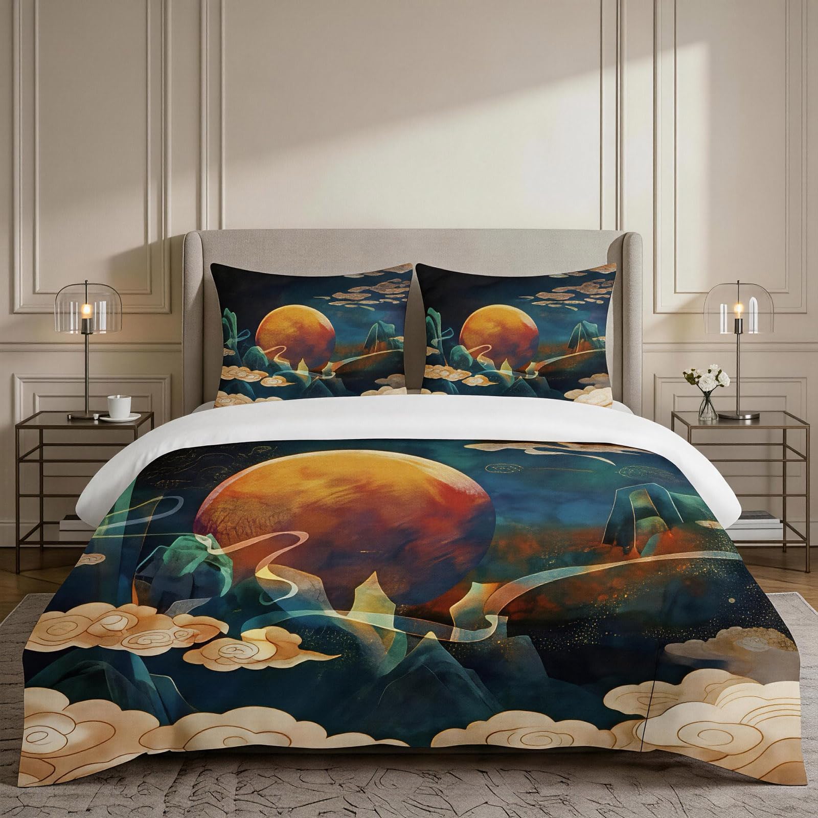 Parure de lit 120 x 150 cm pour chambre enfant housse de couette microfibre soleil