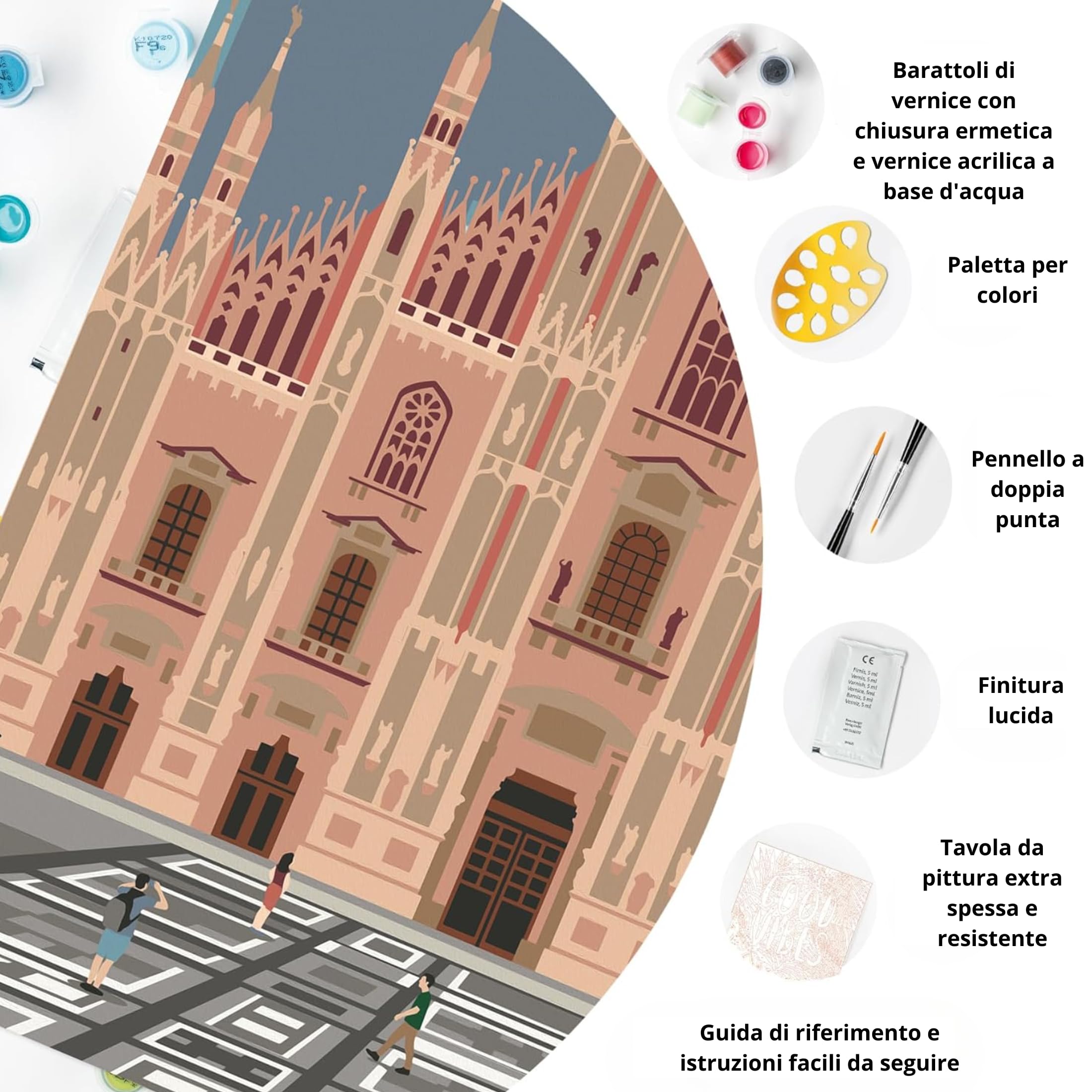 Ravensburger - CreArt City, Milano, Dipingere con i Numeri, Kit Pittura, Idea Regalo Donna o Uomo, 14+ Anni, 24x30 cm