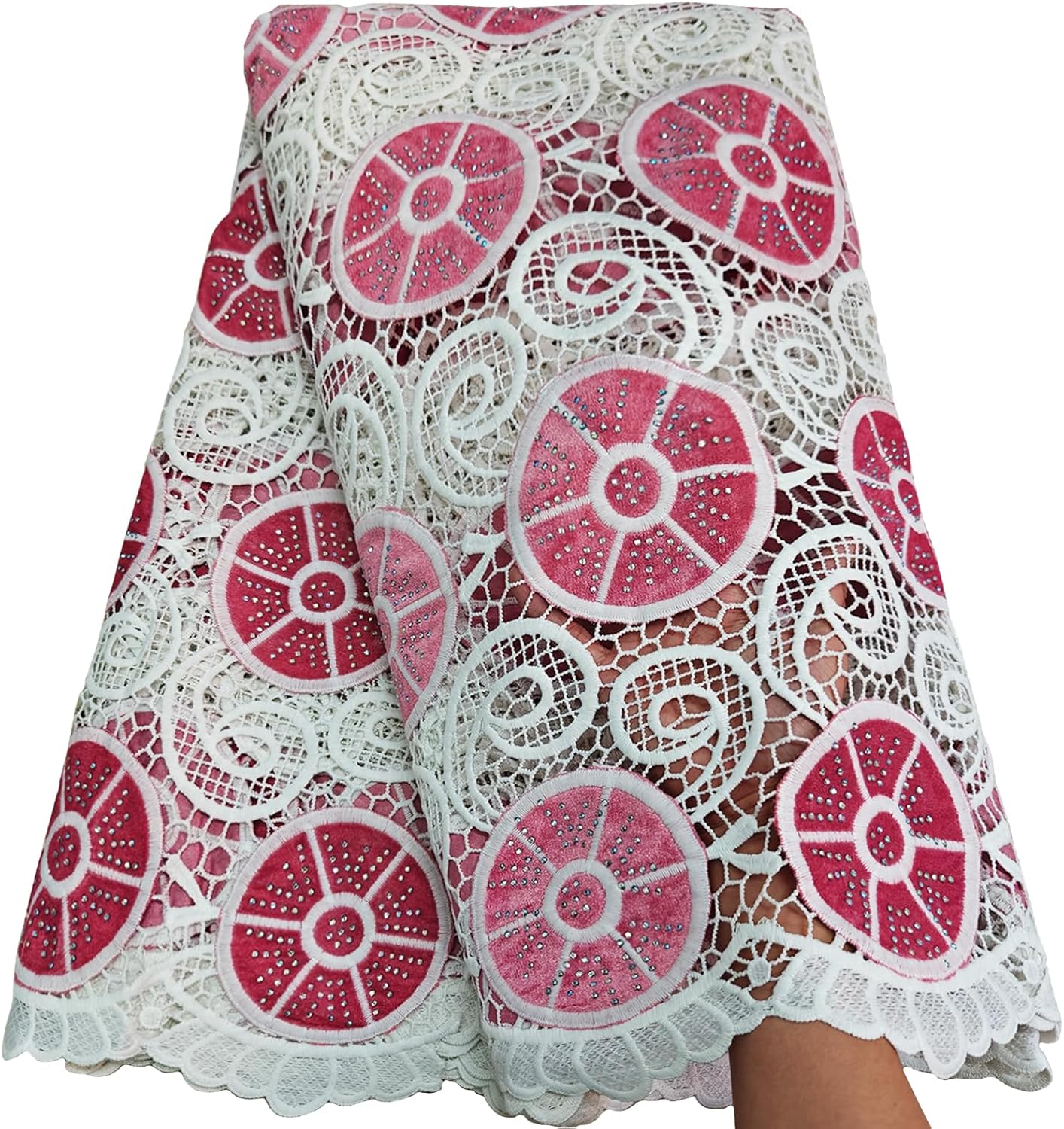 Bestway Lace Delicate Teal African Lace Fabric 5 Yards Holed Soild Color Guipure Water Soluble Embroidery for Nigerian Wedding Party