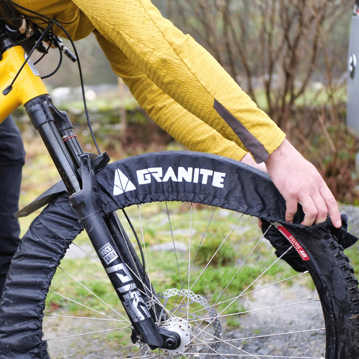 Granite Crust Bike Tire Covers - Fits 24–29 Inch Bicycle Wheels - Mud & Dirt Protection for Car and Home - Washable, Easy-Fit, Includes Compact Storage Bag