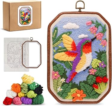 Gipony Punch Needle Kits Adults Beginner,Punch Needle kit for Beginners, Embroidery kit for Beginners,Includes All Tools and Materials,Easy to Follow Instructions and Videos-Nectar & Wings