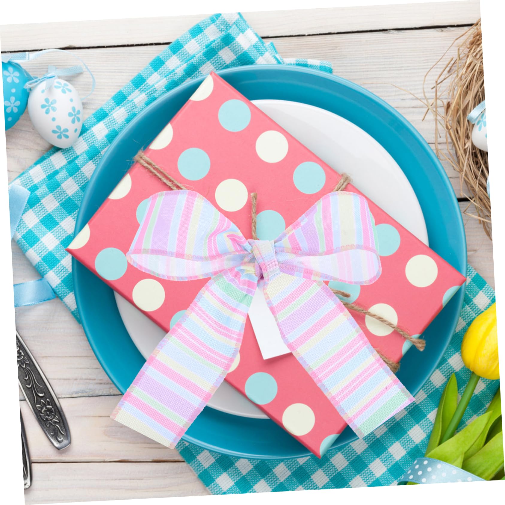 Zerodeko 5 Juegos De Cintas De Arpillera Sintética De Construcción Resistente con Bordes De Alambre para Coronas De Boda Decoraciones De Pascua Y Proyectos De Manualidades. 2 Rollos X 5.