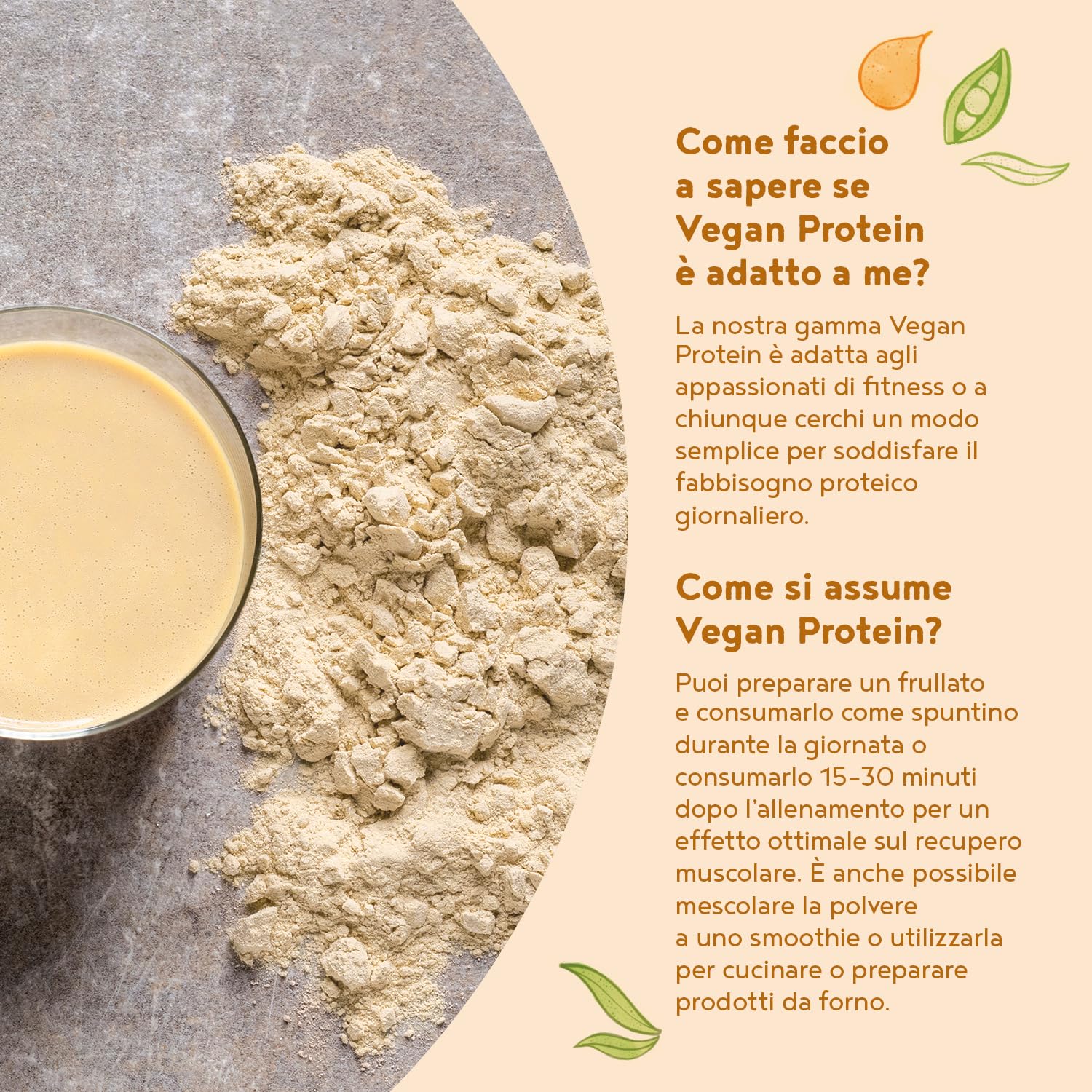 Proteine in Polvere Vegane | Gusto Mango | 21g Proteine Vegetali Isolate in Polvere di Pisello e Riso | Massa Muscolare | 600g Vegan Protein Powder | Alpha Foods