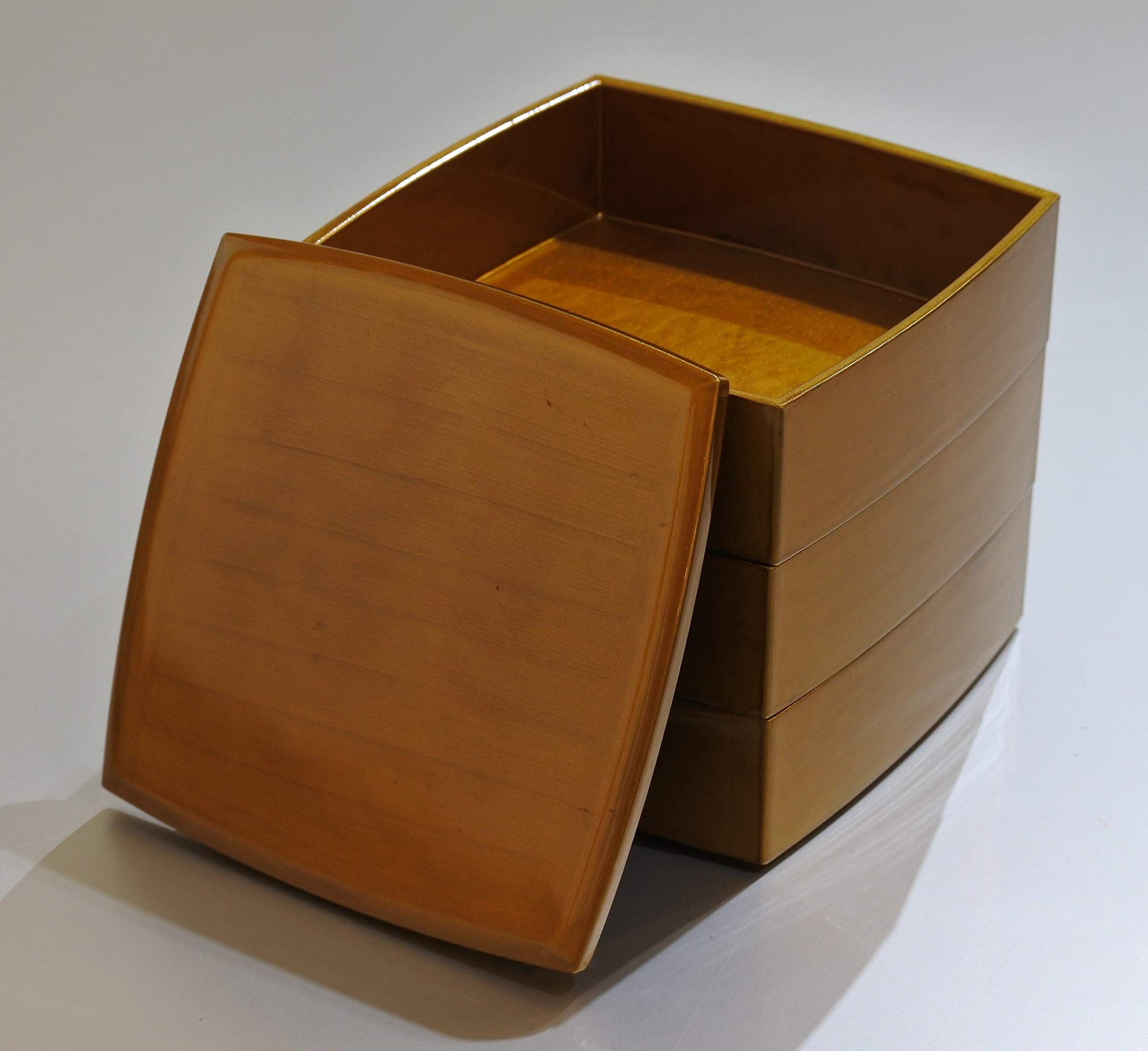 Amazon.co.jp: 北市漆器店 重箱 金 19.6X19.6X17.7cm 手塗うるし6.5三