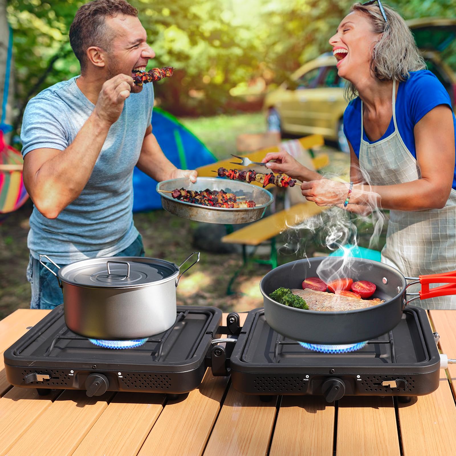 2 Burner Propane Camping Stove, 20400 BTU Portable Camp Stove Grill - View #7