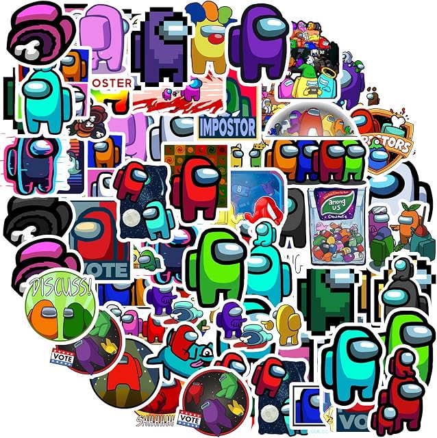 50Pcs Among Us Stickers Waterproof for Phone Case Laptop Water Bottles Skateboard Luggage Car Bumper Scrapbooking Diary Book Cup Door, Bilibunny Hydroflask Sticker Accessories for Girls Kids Teens