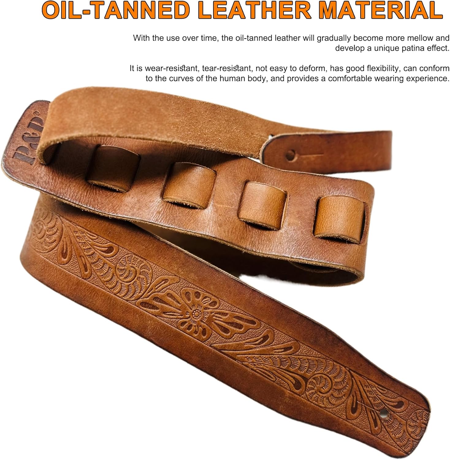 Vintage Guitar Strap,Handmade Top-Grain Leather Guitar Straps for Electric,Bass,Acoustic Guitars
