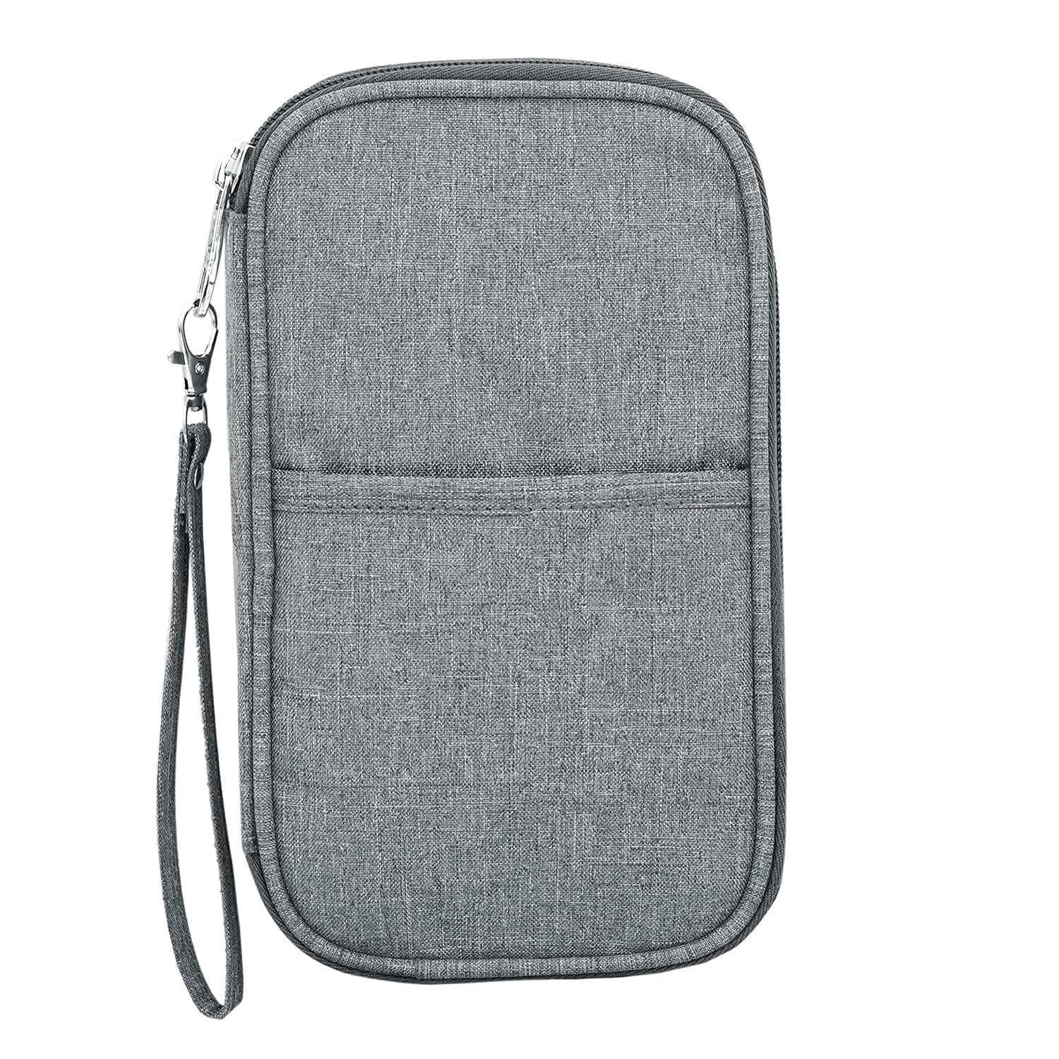 Nylon Travel Family Passport Holder Wallet Organiser For Passport Credit Debit Cards Boarding Pass with Removable Hand Strap International Trip For Unisex (Grey)