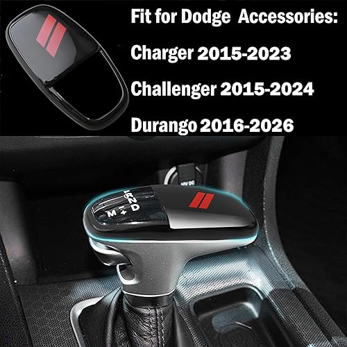 Vista 8 de SENSHINE - Cubierta para cabeza de perilla de cambio para accesorios Dodge Charger 2015-2023 Challenger 2015-2024 Durango 2016-2025 2026, inserto