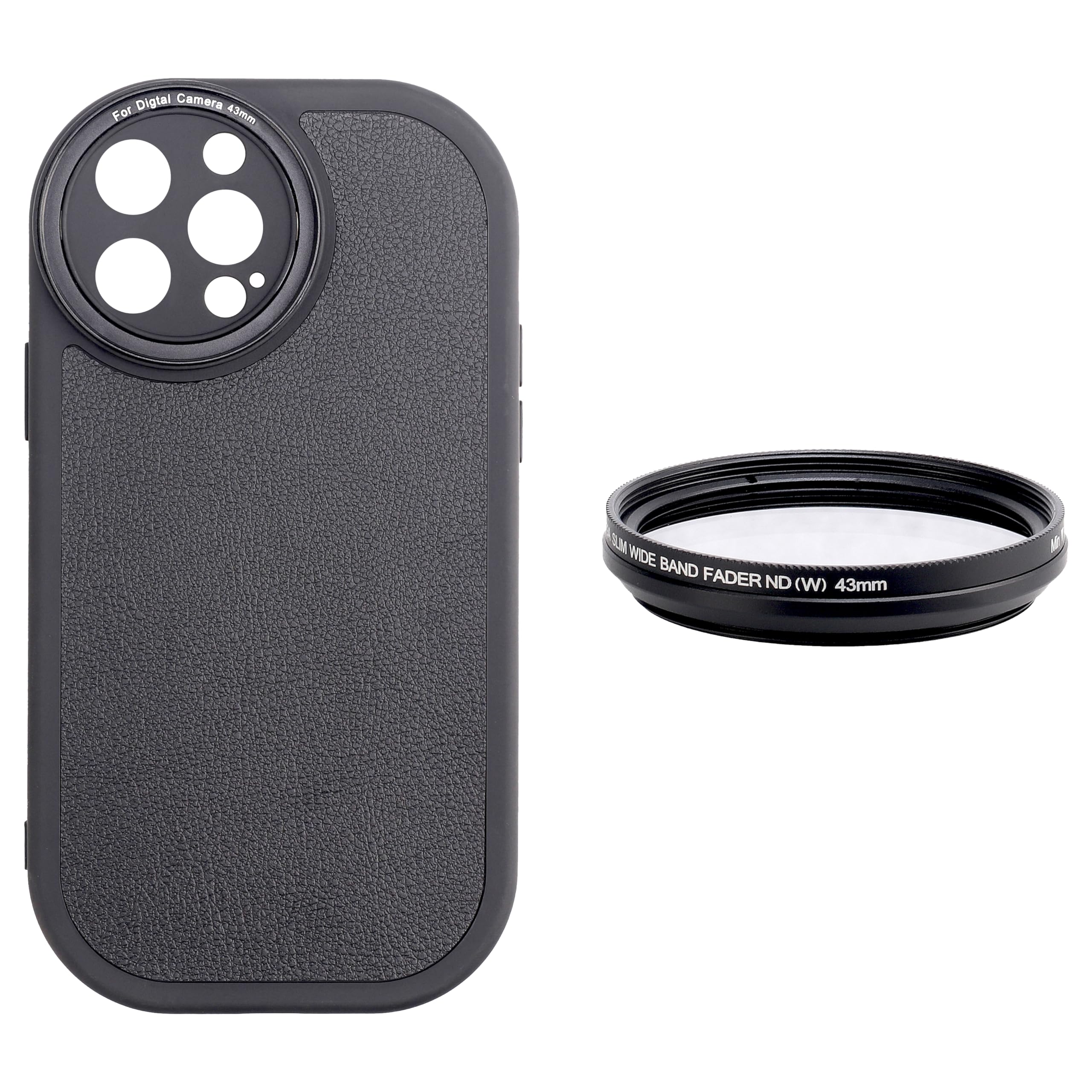 iPhone11とケース、フィルター Amazon.co.jp: Foto4easy ブラック PU 電話ケース アルミニウム 43mm