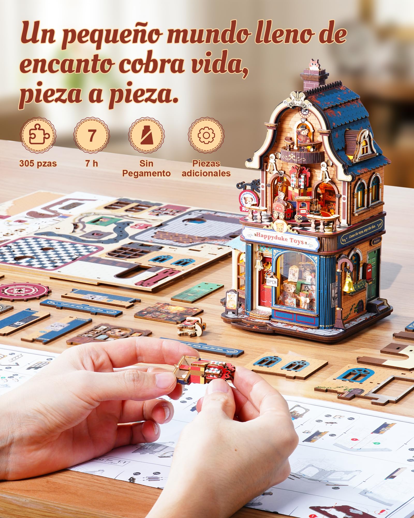 ROKR Happyduke Toy Shop Puzzle 3D de Madera para Adultos, EAM01 | Regalo para adultos,Miniatura decorativa para escritorio