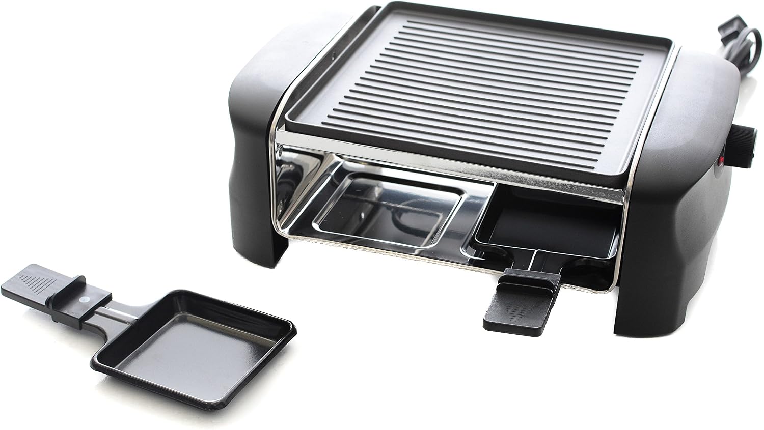 Milliard Raclette Grill for Four People, Includes Reversible Non-Stick Grilling Surface, 4 Paddles and Spatulas - Great for a Family Get Together or Party