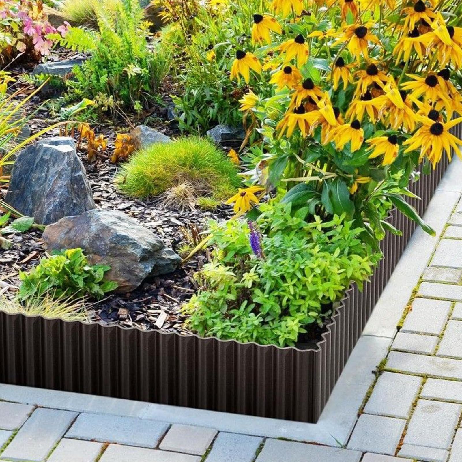 Bordure de Jardin clôture métallique Flexible, Bordure à enfoncer, Blocs