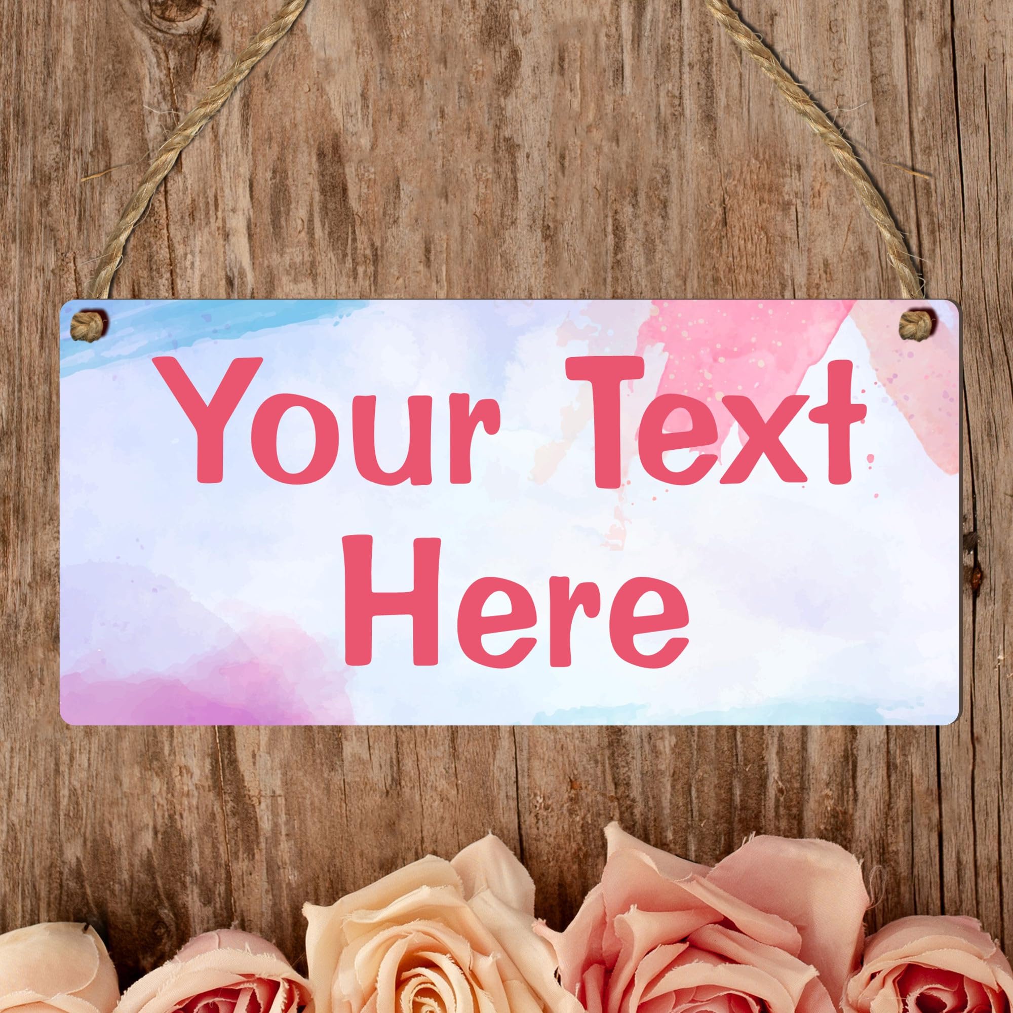 Customisable Hanging Plaque – Personalised Text Sign – Multiple Colours & Designs, Indoor Use, Ideal for Home Décor, Gifts & Special Occasions (Pastel, Mdf Wood Indoor Use Only)