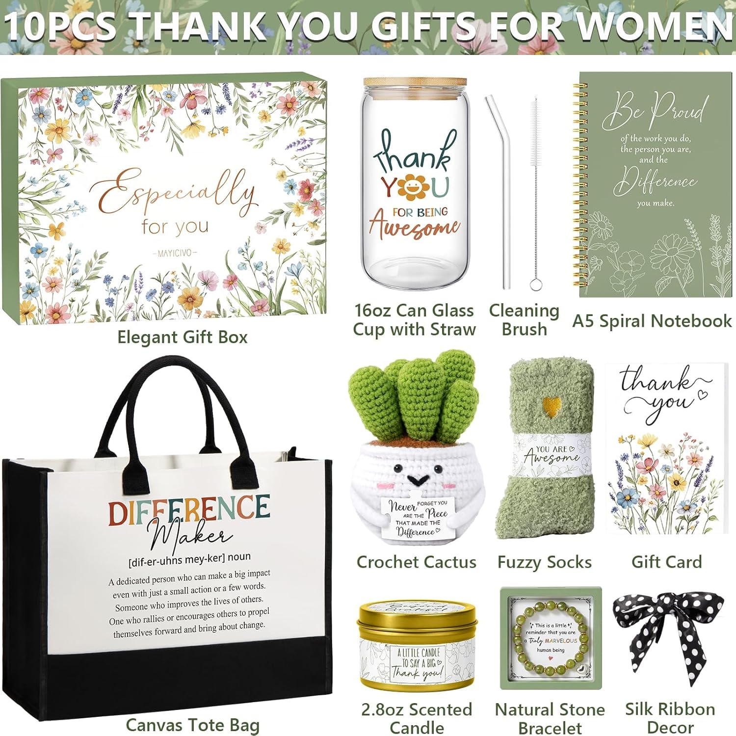 Thank You Gifts for Women, Employee Appreciation Office Gifts for Coworkers, Thank You Boss Day Gift Basket Valentines Day Farewell Gift for Coworkers Women Teacher Nurse Employees w/ Canvas Tote Bag - Image 2