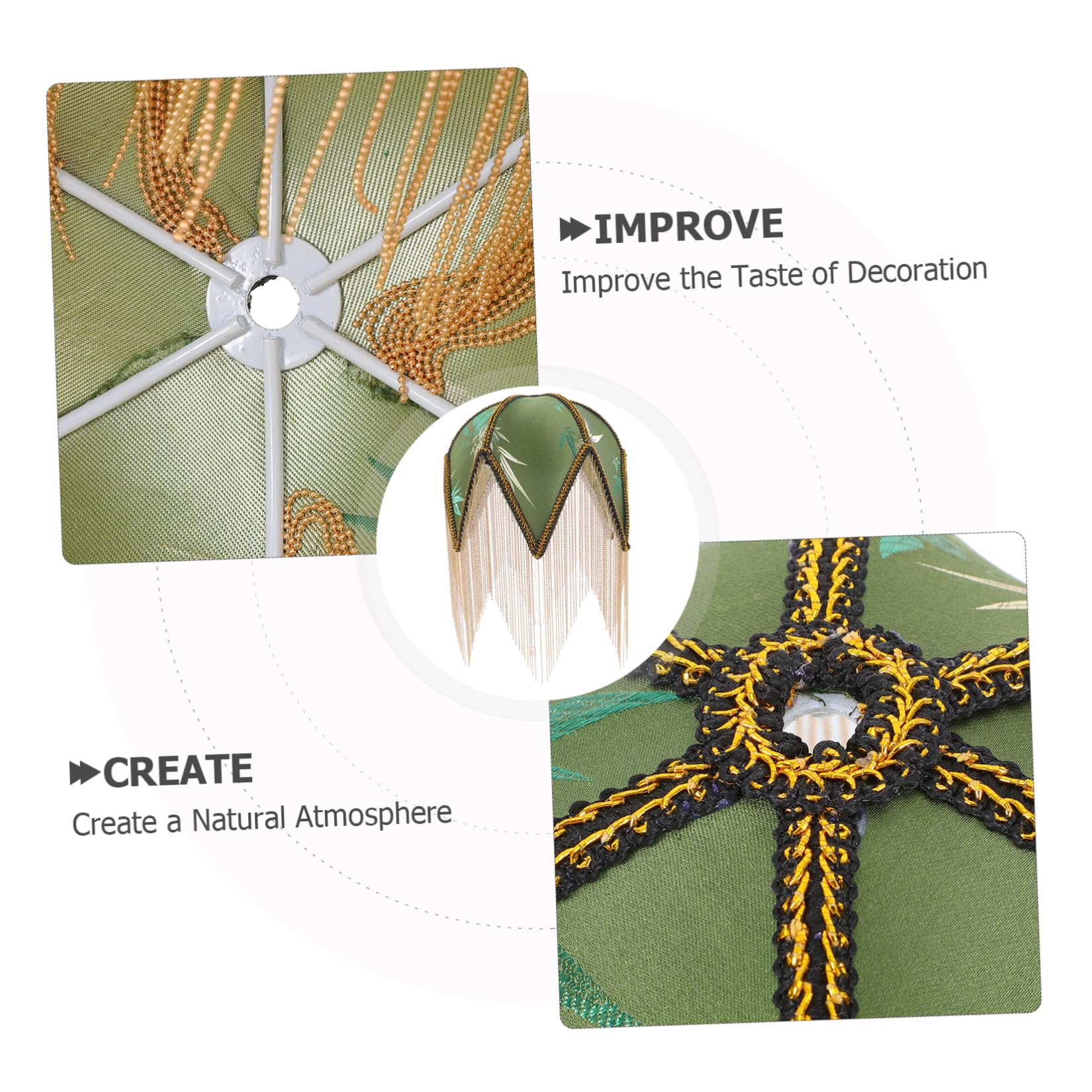 Paralume Verde con Motivo Foglia, Struttura in Ferro | Copertura Decorativa Delicata, Foro Centrale da 1cm, Uso Versatile su Tavolo e Camera