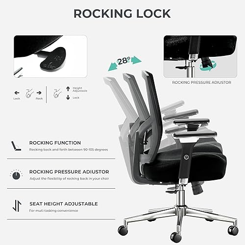 Miniatura 6 de Big and Tall Office Chair 500lbs, Ergonomic Oversize Mesh Desk Chair, Heavy Duty High Back Computer Chair with Wide Thick Seat Cushion, Adjustable