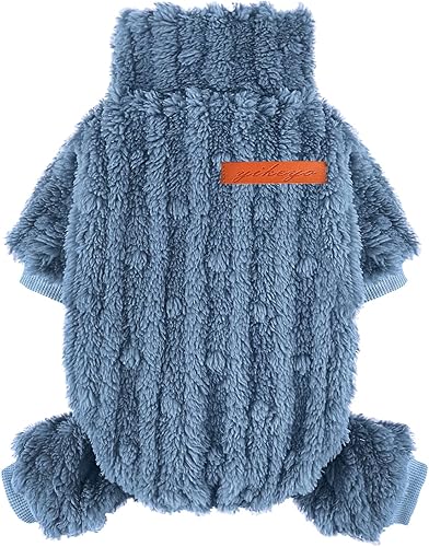 Kosiyi Suéteres para perros pequeños, pijamas de invierno para perros, suéter de cuello alto, ropa gruesa y cálida para perro, pijamas de vellón,
