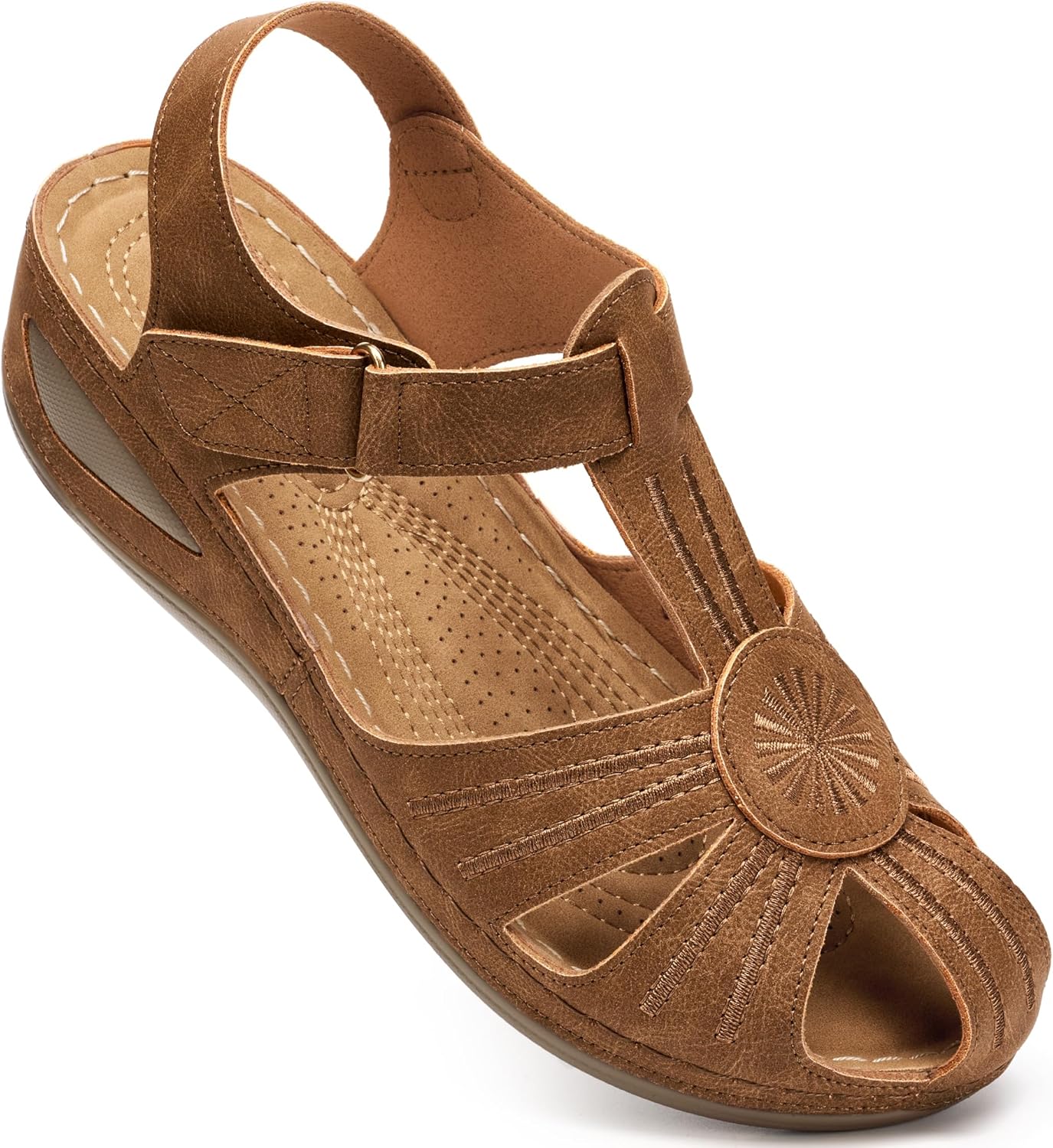 Ecetana Womens Sandals Closed Toe: 2026 Dressy Comfortable Wedge Sandals Summer Fisherman Platform Sandals Adjustable Casual Walking Shoes