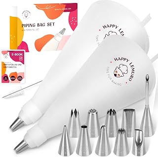 Premium Spritzbeutel Set (15-teilig) - 2 Baumwoll-Spritztüten (35 & 40cm) mit gr