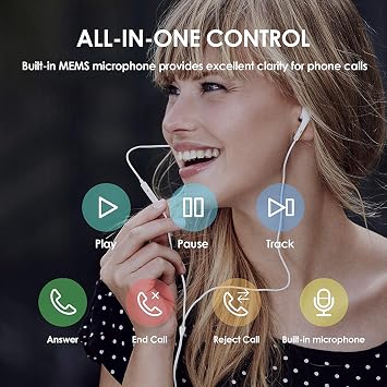 3.5mm Wired Headphone Plug, 3.5 mm headphones In-Ear Earphones, Noise Isolating with Built-in Microphone & Volume Control Compatible with iPhone iPad iPod MP3 MP4 Samsung Laptop