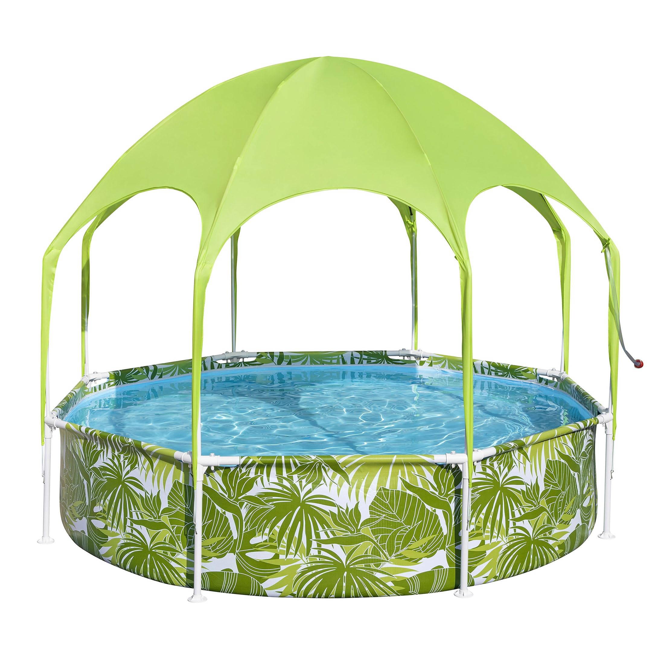 Bestway Steel Pro UV Careful Frame Pool, 244 x 51 cm, Splash-in-Shade, mit Sonnenschutzdach, ohne Pumpe, blau