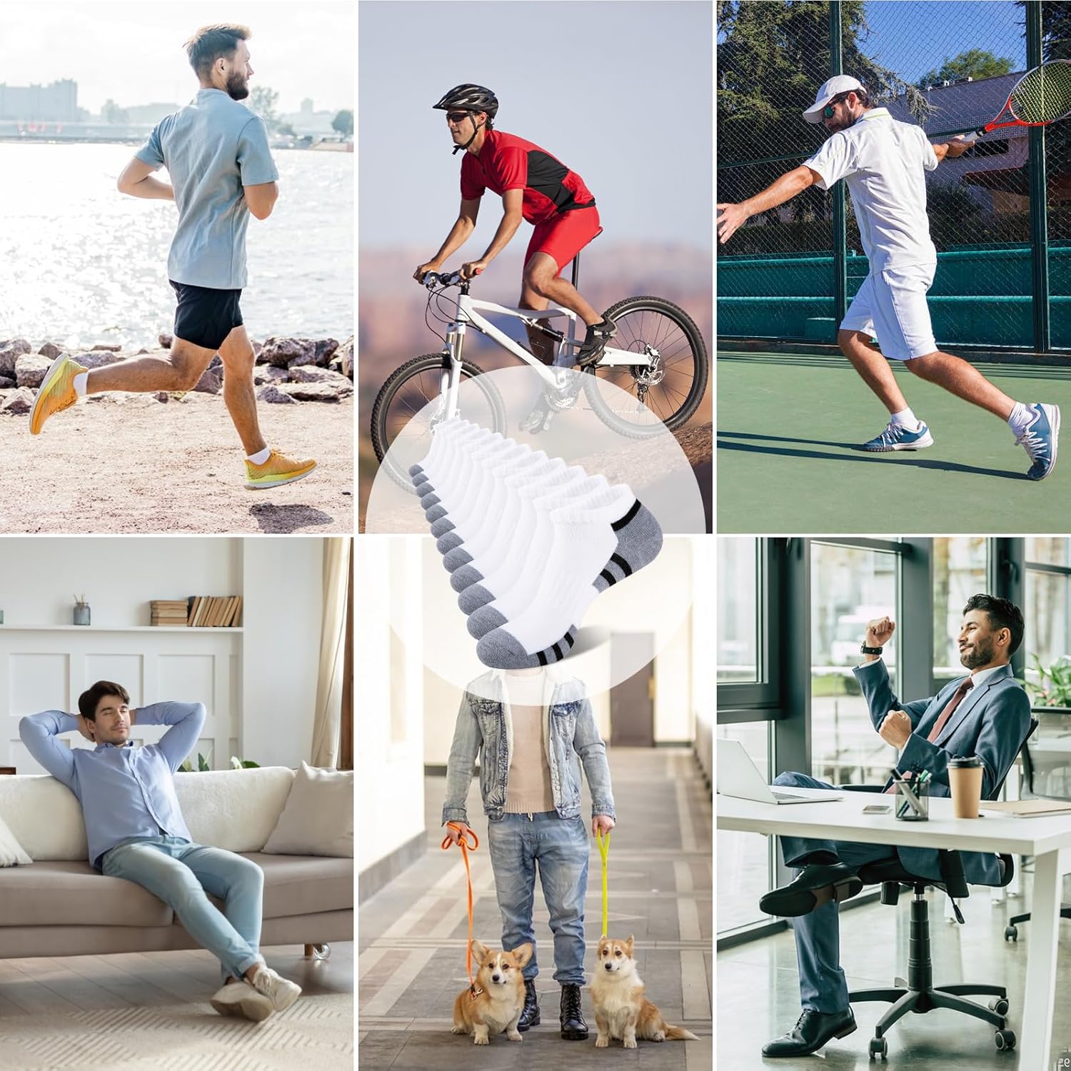 COOVAN Mens 12 Pack Athletic Ankle Socks, Mens Cushioned Comfortable Low Cut Sock 12 Pairs - Image 5