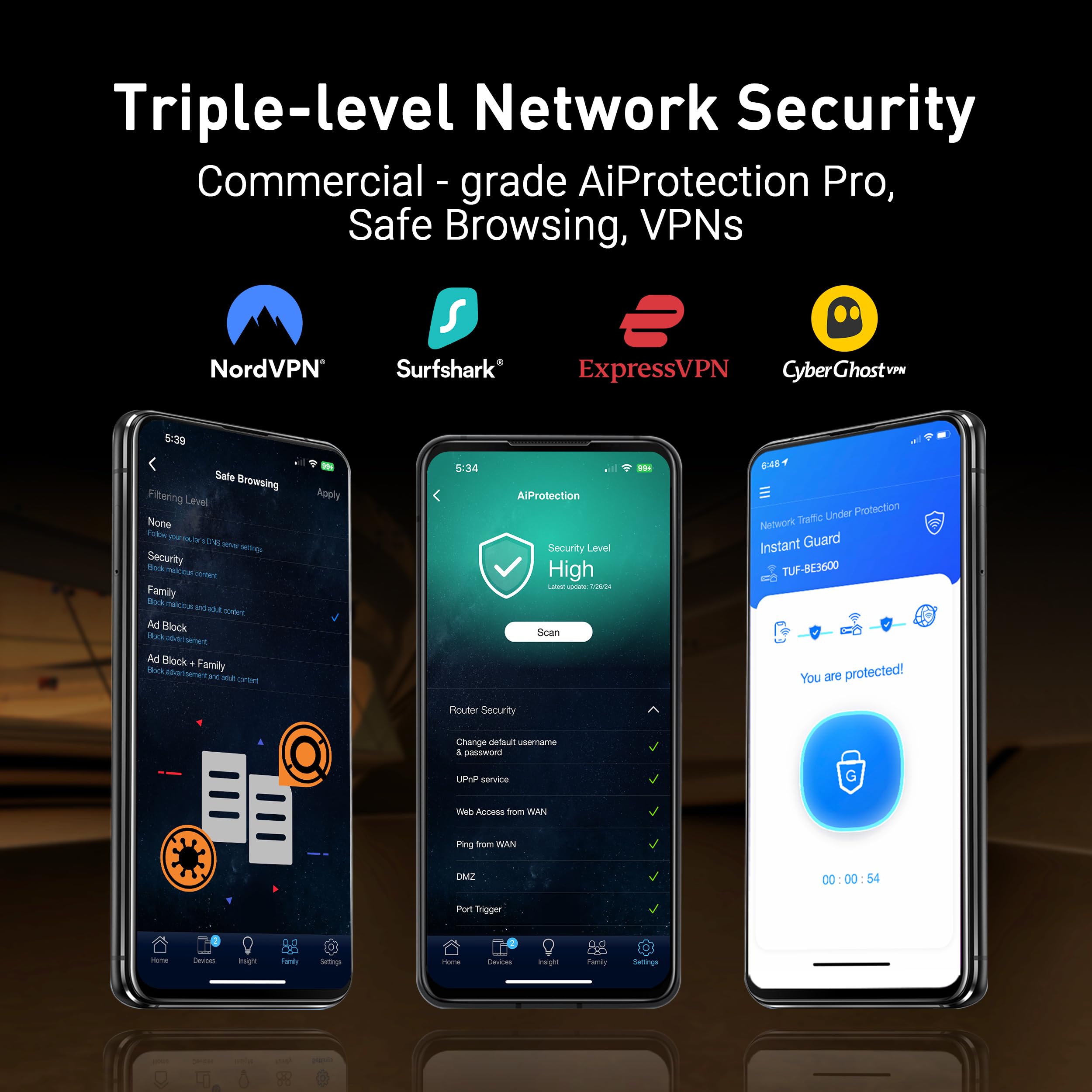 ASUS TUF Gaming BE6500 - Router WiFi 7 - Dual Band, wireless fino a 6,5 Gbps, acceleratore di gioco, controllo Multi-Link (MLO), (x4) Porte da 2,5 GbE, Mesh + VPN compatibile e sicurezza di rete senza