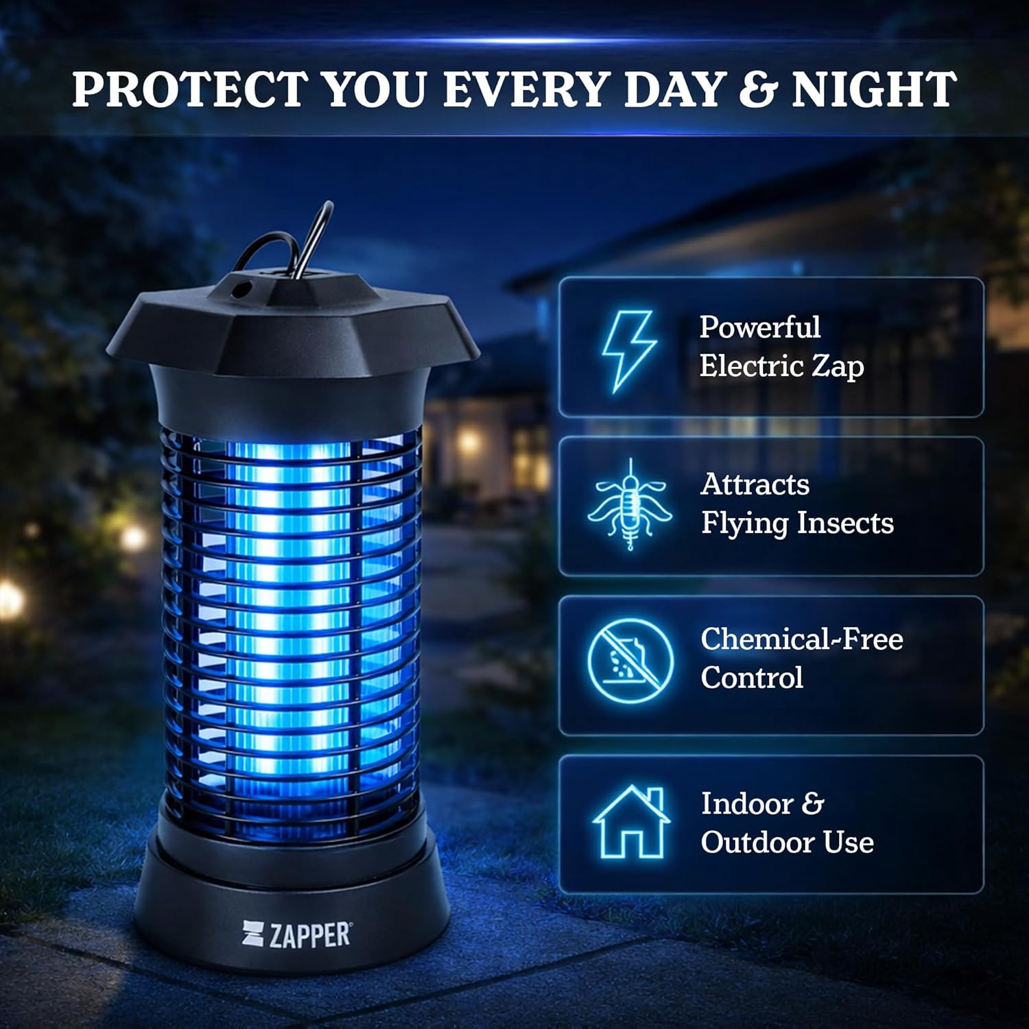 Electric Bug Zapper Indoor/Outdoor, High Powered Mosquito Zappers Killer, Insect Fly Swatter Zapper Mosquito Trap Outdoor Fly Traps for Backyard (Included Cleaning Brush & one Extra Bulb)