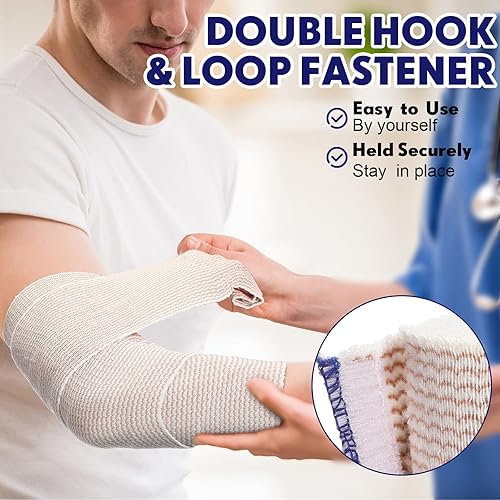 Miniatura 3 de Reginary Paquete de 20 vendajes elásticos de 4 pulgadas con cierre automático en ambos extremos para piernas, rodillas, tobillos, muñecas, codos,