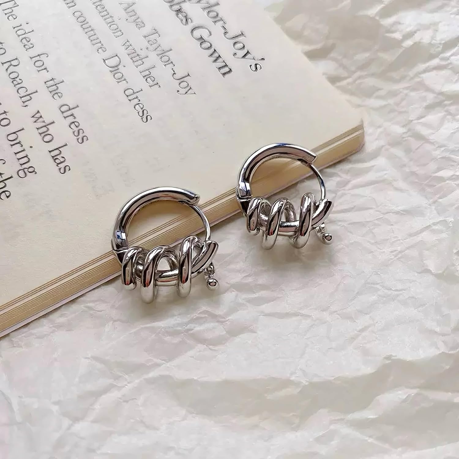 Gold & Silver Twisted Hoop Earrings Set for Women, Chunky Braided Knot Huggie Hoop, Fashion Metal Statement - Image 6