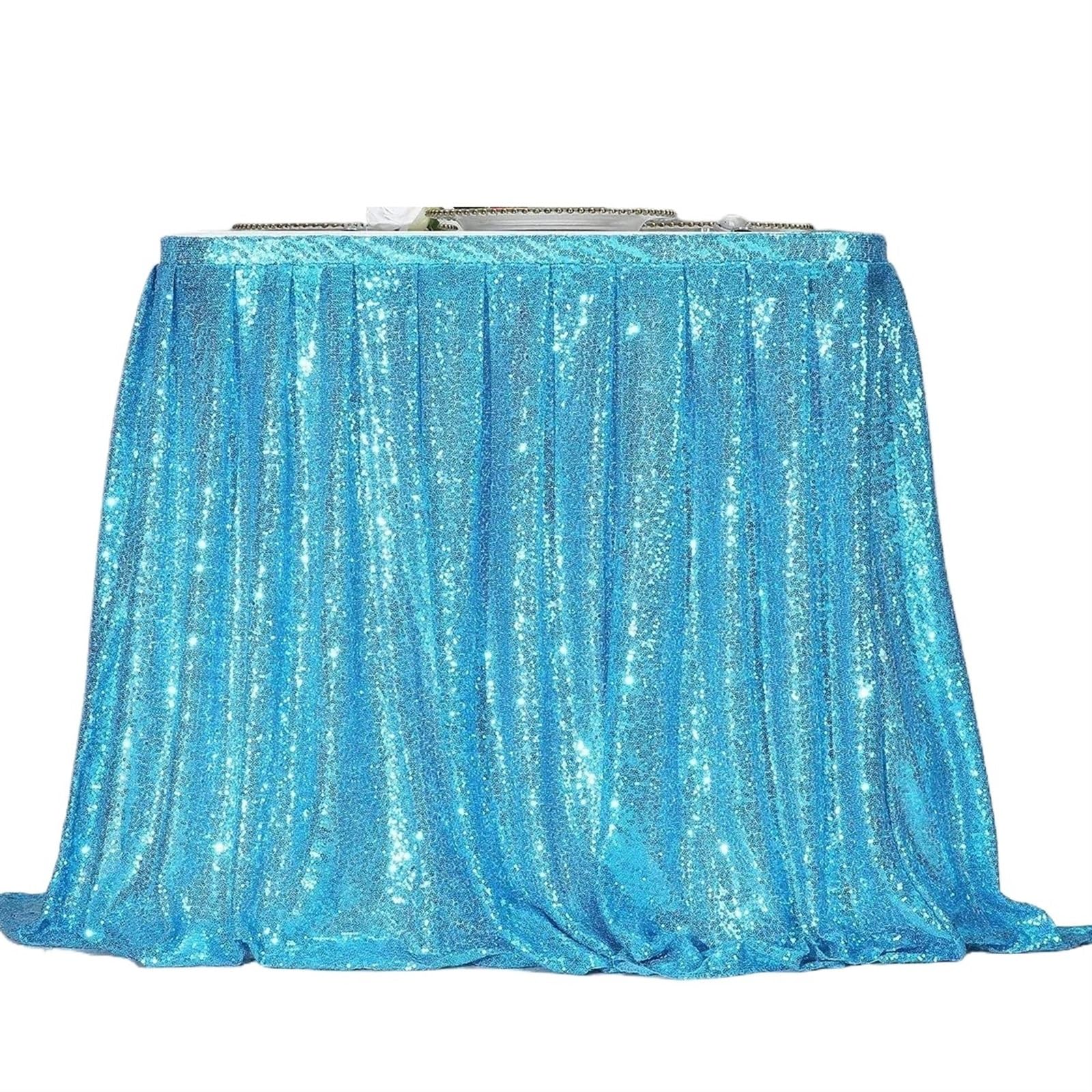Mantel con Falda de Mesa, Mantel con Purpurina Brillante, Rectangular, for decoración de Fiestas de cumpleaños, Eventos y Bodas para Mesa(Sky Blue,8ft 70x250cm)