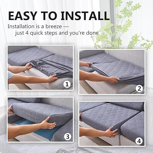 Miniatura 7 de Genina Fundas de cojín 100% impermeables para mascotas  Funda de diván en forma de L, funda elástica para asiento de diván, funda de sofá jacquard