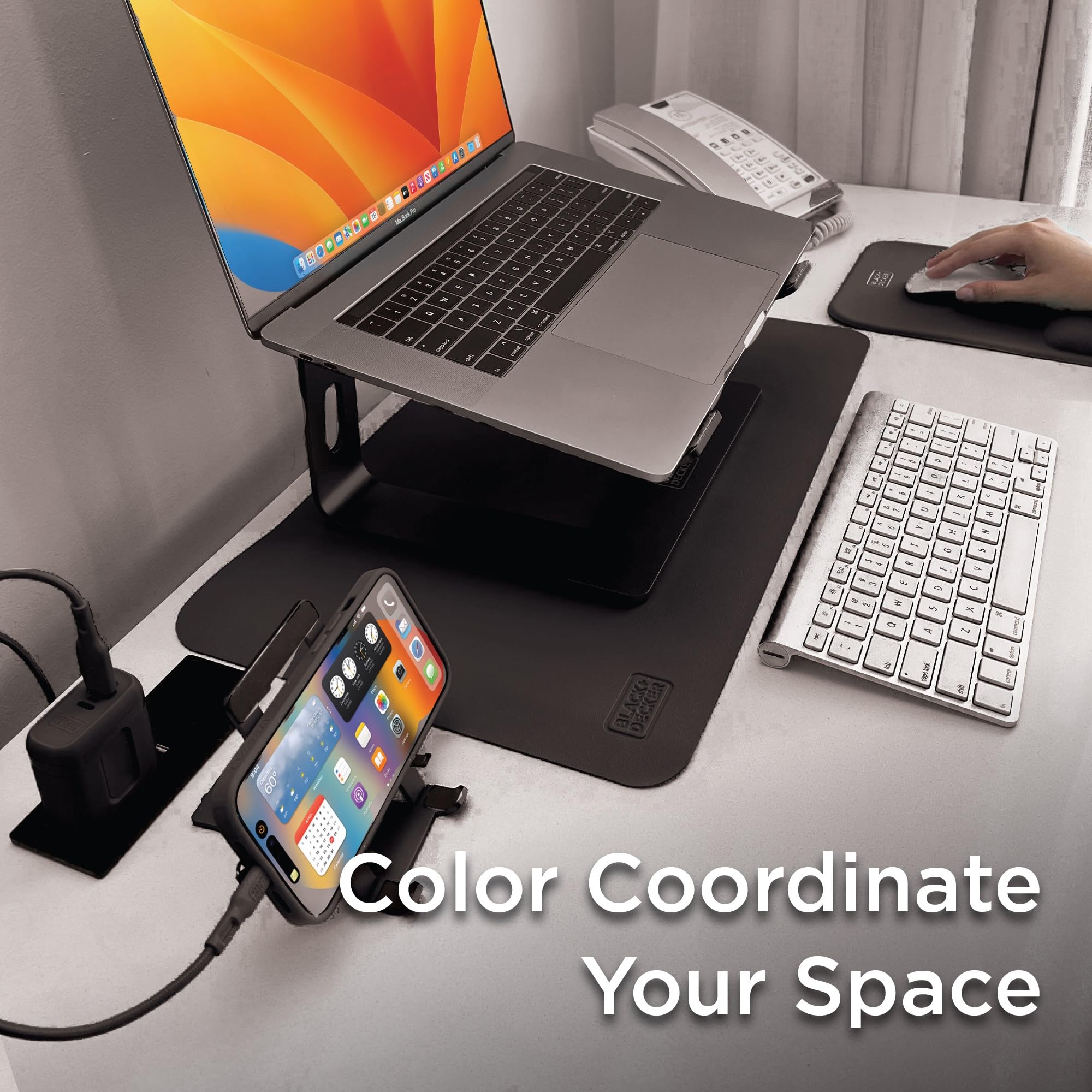 Black+Decker Schreibtischunterlage aus Kunstleder für Tastatur und Maus, schützende Schreibtischdekoration, Gaming, Arbeit von zu Hause, Bürozubehör