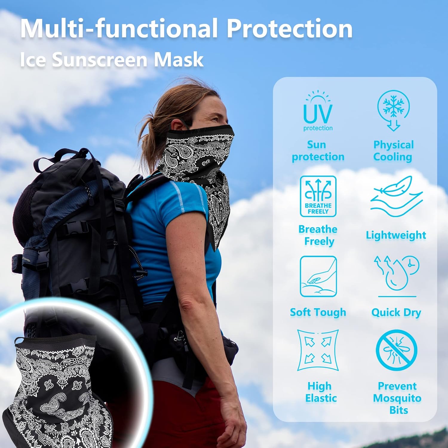 Bandana Neck Gaiter Balaclava Face Scarf Mask Quick-Dry Half Masks for Women Men UV Sun Protection - Image 4