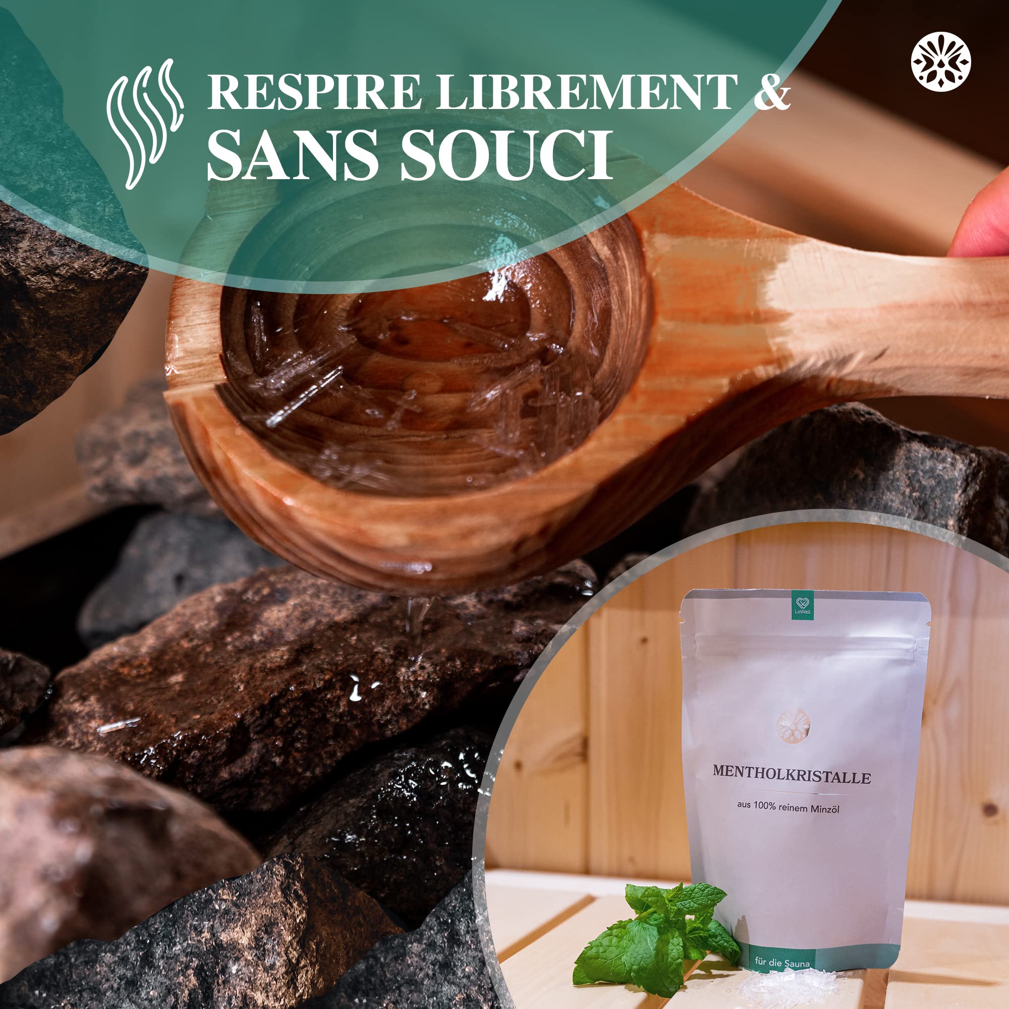 LoWell Cristaux de menthol 100% menthe pure pour sauna - Sachets refermables