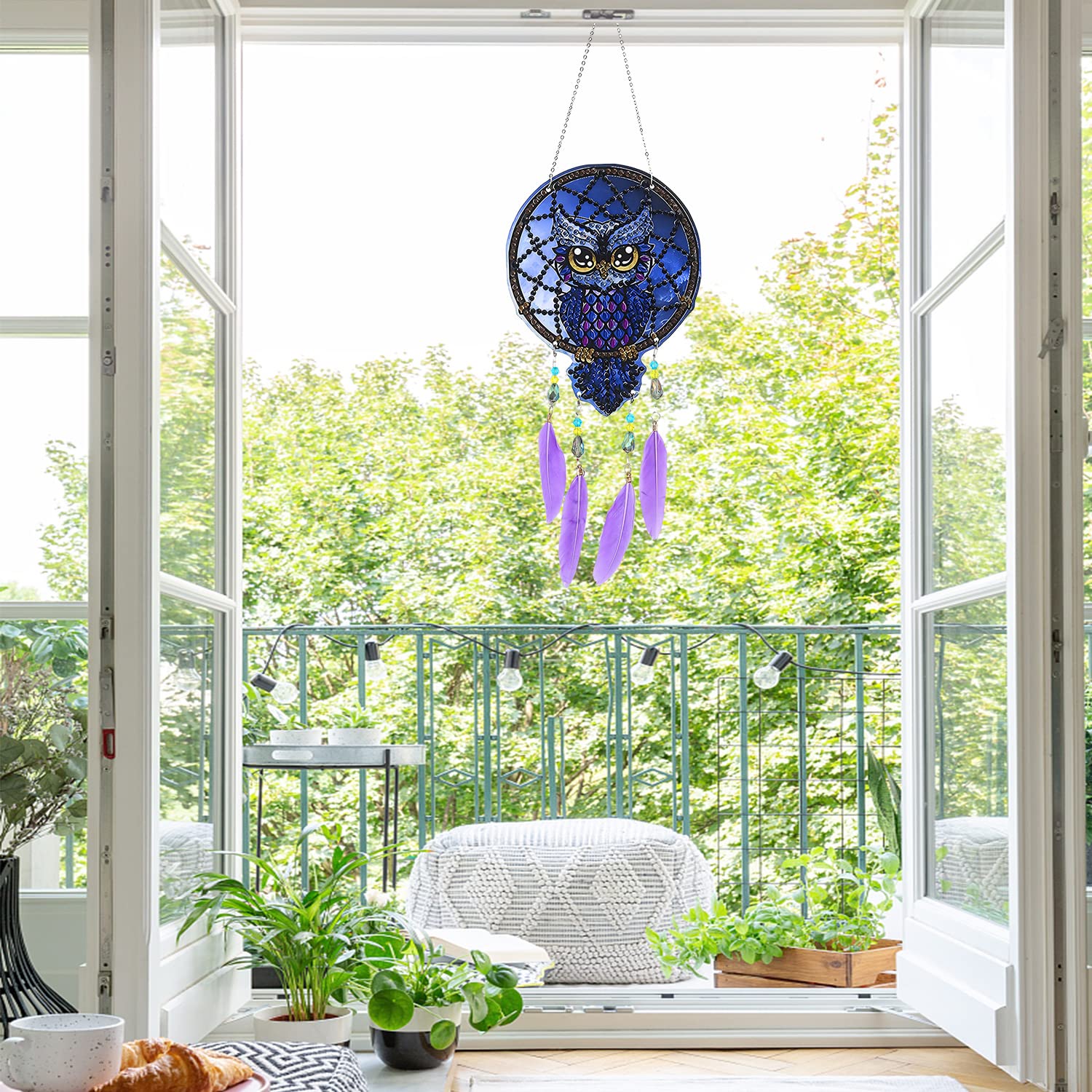 GLXPOG Set 3 Decorazioni Diamond Painting Per Finestre, Farfalla Uccelli E Acchiappasole, Per Bambini Dagli 8 Anni - 3