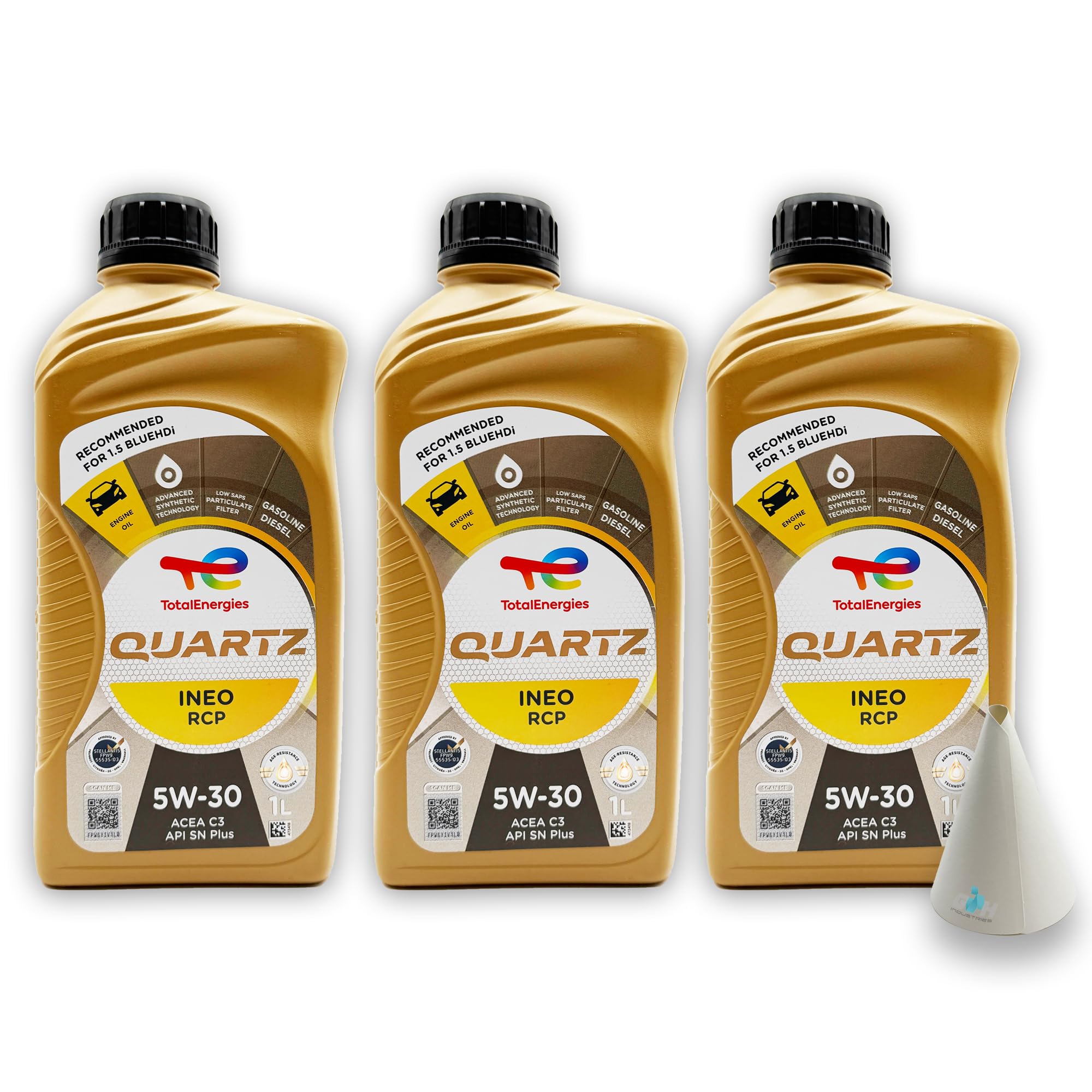 Total Quartz Ineo RCP 5W-30 | 3 L | kompatibel mit Stellantis FPW9.55535/03 | PSA B71 2290 | 3 Liter | mit Trichter |