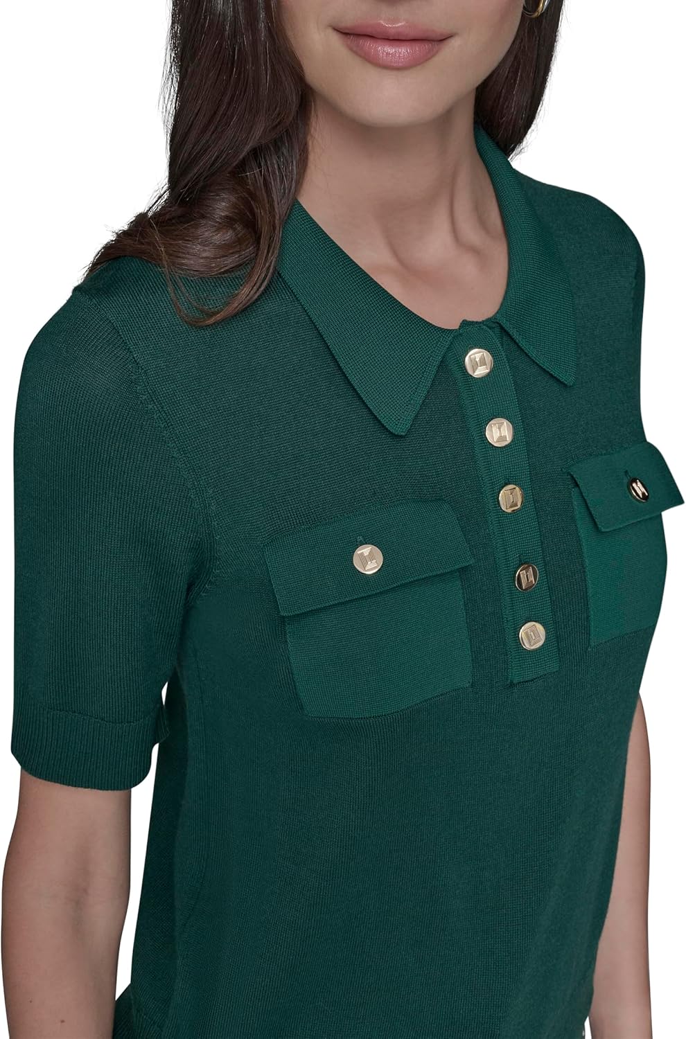 Karl Lagerfeld Womens Collar with Two Chest Pockets Sweater - Image 4