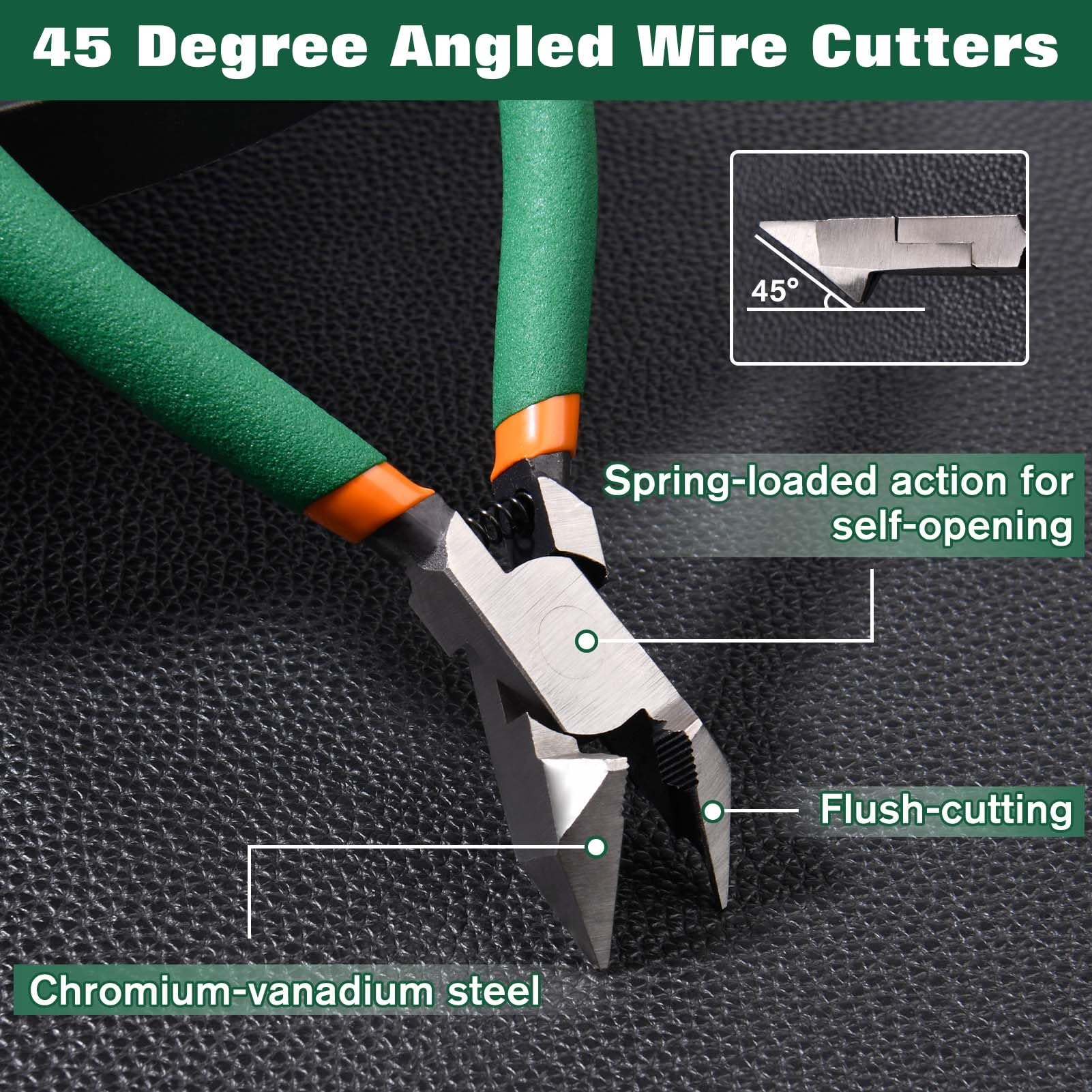 GOLD DEER 45 Angled Diagonal Pliers for Flush Cut Plastics Wire Cutters with Teeth Wire Side Cutters Clippers Flush Cutter Wire Snips Flush Cut Plier for Jewelry Making Electronic - Image 2