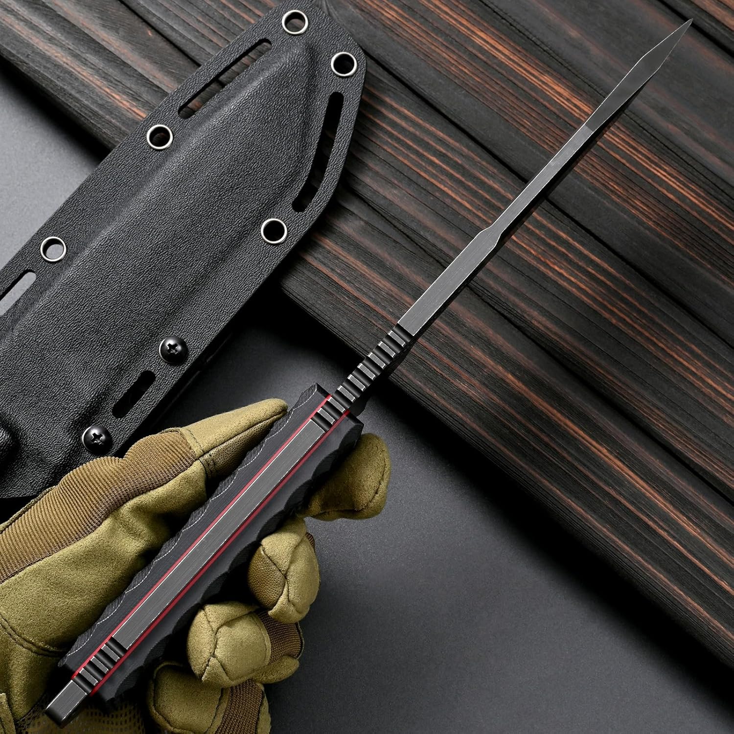 Sitivien ST16 Fixed Blade Knife 154CM Black Stonewashed Steel Blade Double Color G10 Handle Full Tang EDC Tool Straight Knife for Outdoor Tactical Survival Camping Adventure(Black)