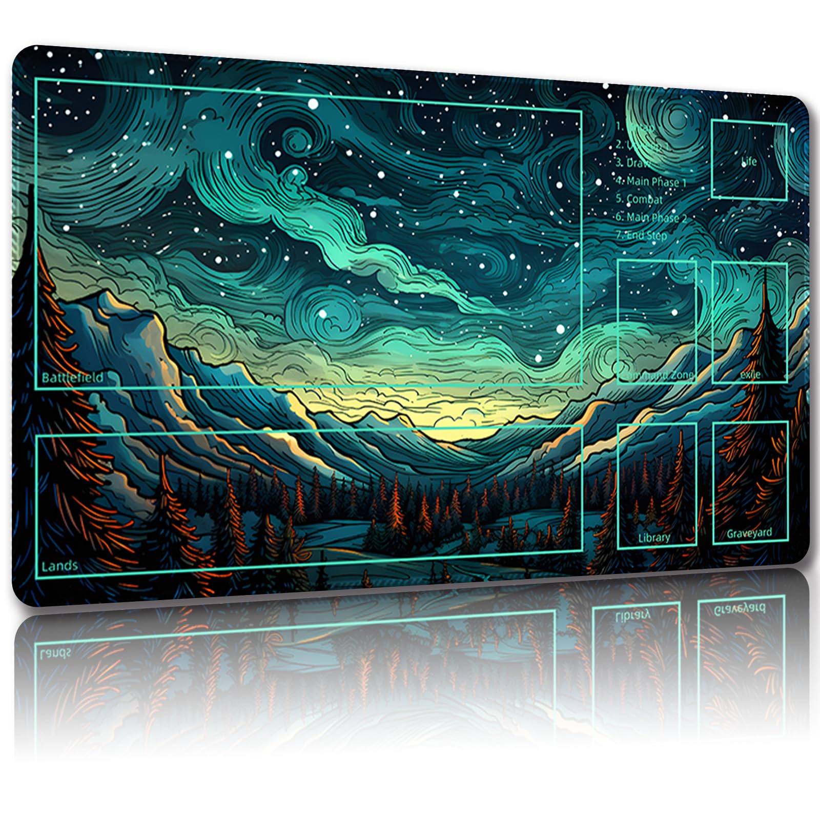 Malqiqi Tappetino Da Gioco Per Mtg, Con Borse Di Stoccaggio, Tappetino Da Gioco 61 X 35,6 Cm, Tcg E Tappetino Da Gioco Da Tavolo Per Carte, Tappetino Per Mouse (Con Zone, Tappetino Magico 1)-image