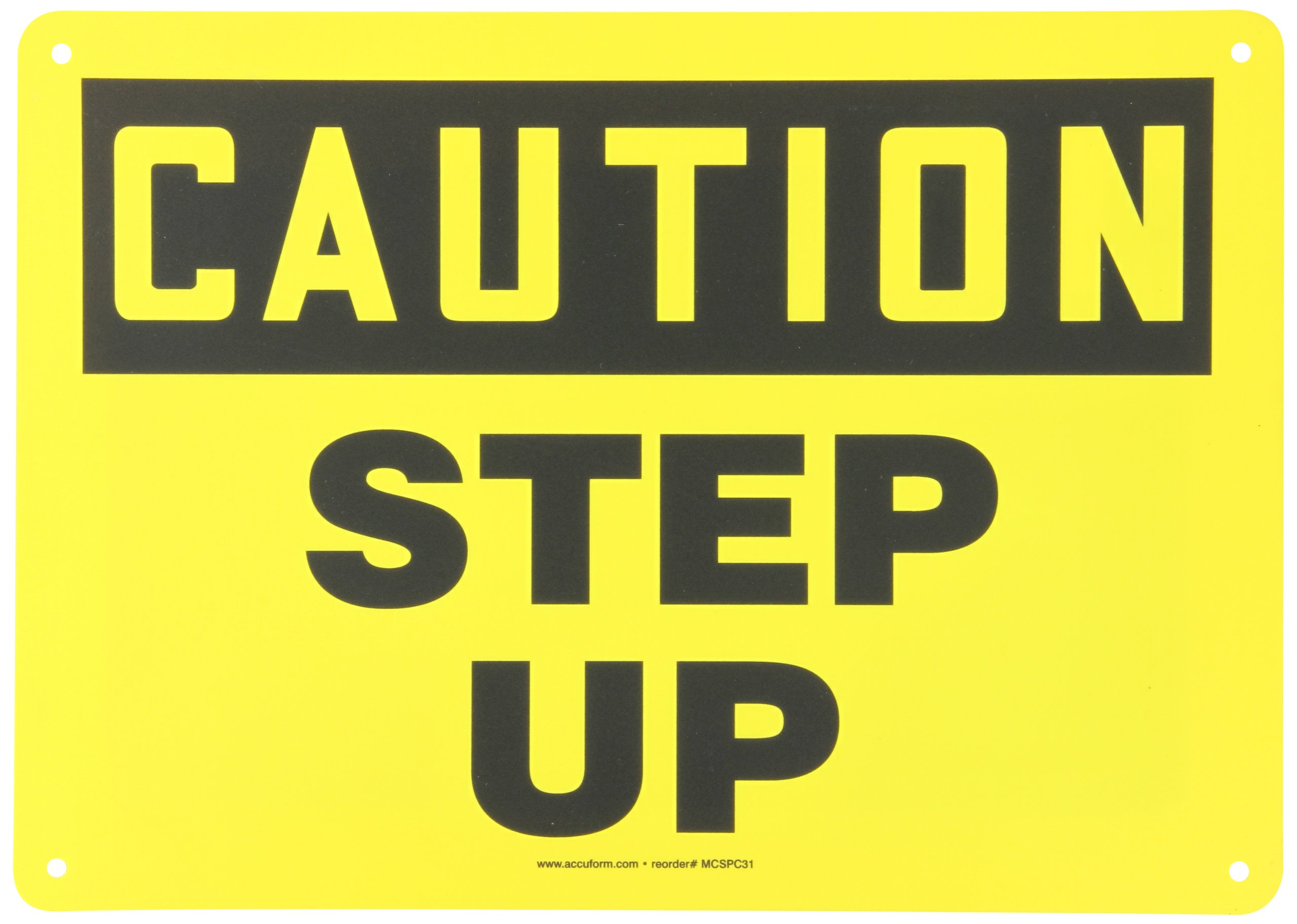 Panneau Caution Step Up plastique évite chutes escalier signalisation jaune - 3