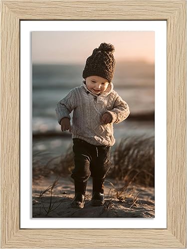 eletecpro Portarretratos de 12 x 16 pulgadas, hecho de madera de roble y vidrio reforzado, para fotos de 8.5 x 11 pulgadas con paspartú o de 12 x 16