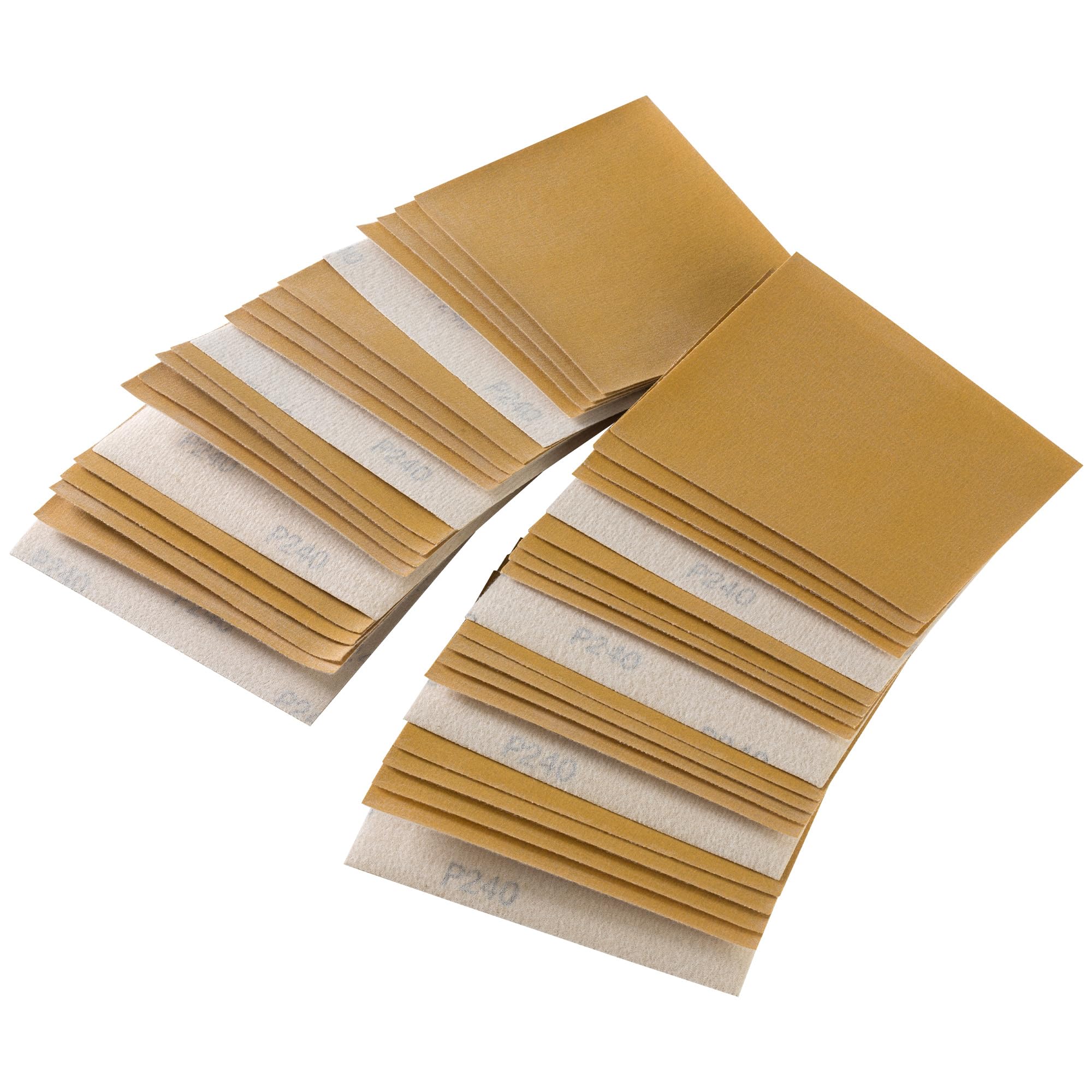CowboyBOB 40 PCS 1/4 Sheet Gold Sandpaper Sheets 240 Grit 4.5” x 5.5” Size Hook and Loop Backing Sandpaper for Palm Sander Sanding Sheets for